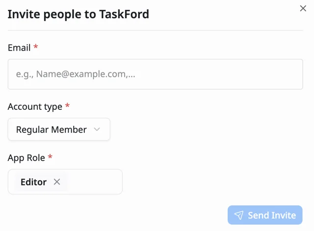 Invite a new user Invite a new user