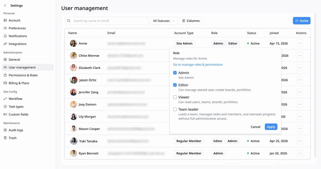 change a user’s Role change a user’s Role