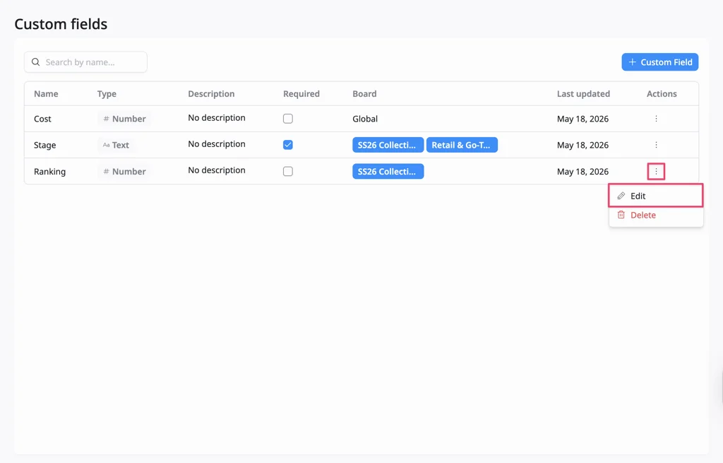 Edit a custom field Edit a custom field