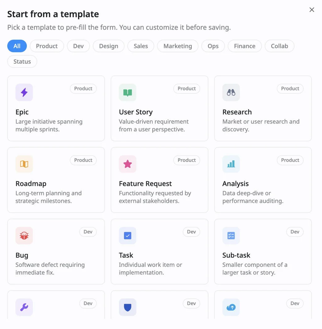 Task type templates Task type templates