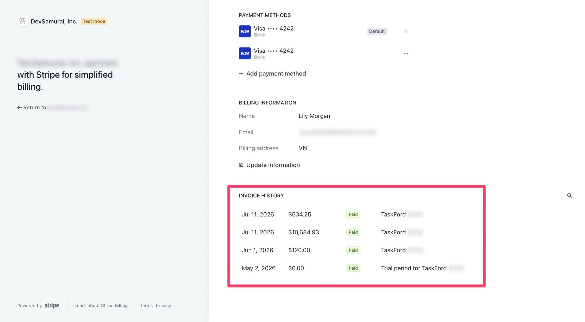 View invoice history 02 View invoice history 02