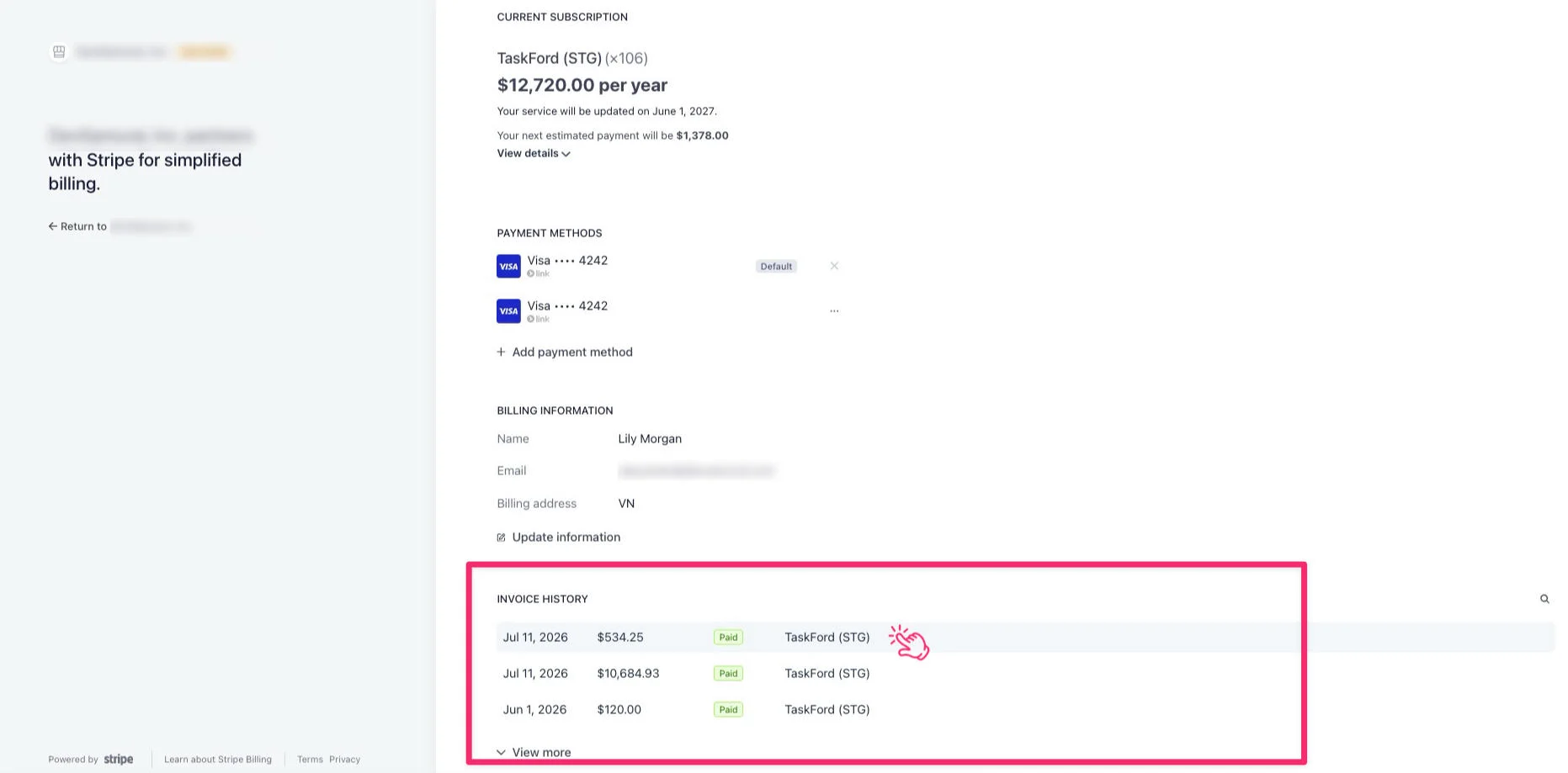 View invoice details 01 View invoice details 01