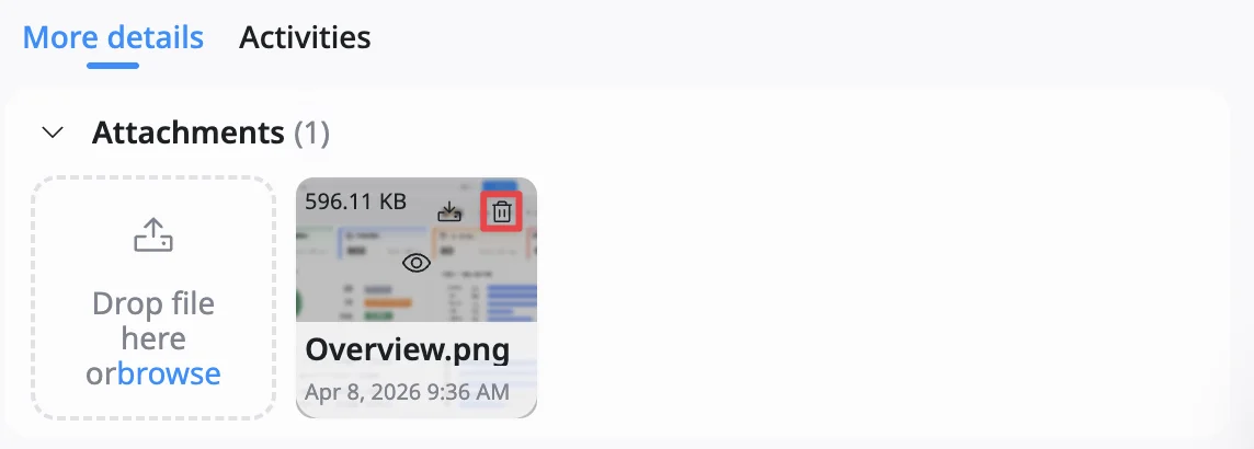 Delete an attachment Delete an attachment