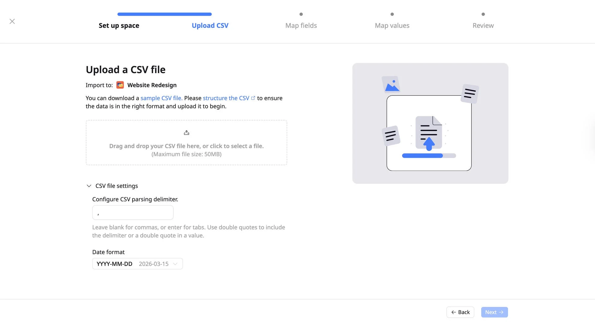 Step 2: Upload CSV file Step 2: Upload CSV file