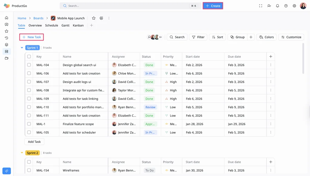 Create a task Create a task