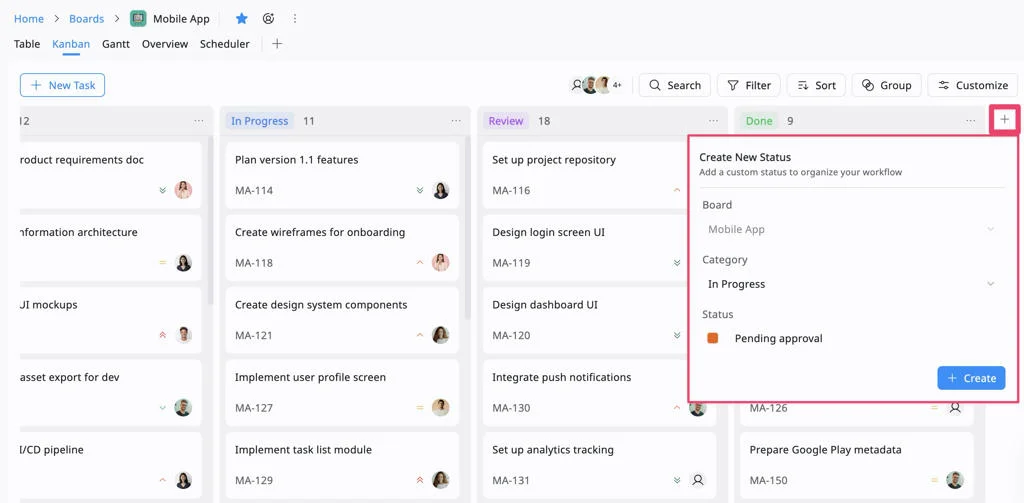 Create new status Create new status
