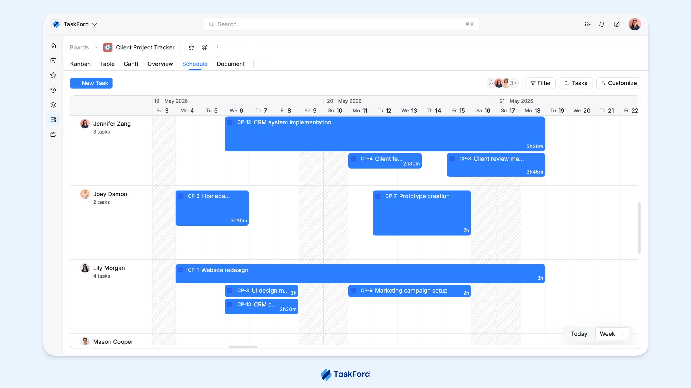 Schedule view Schedule view
