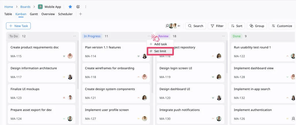 Set task limit Set task limit