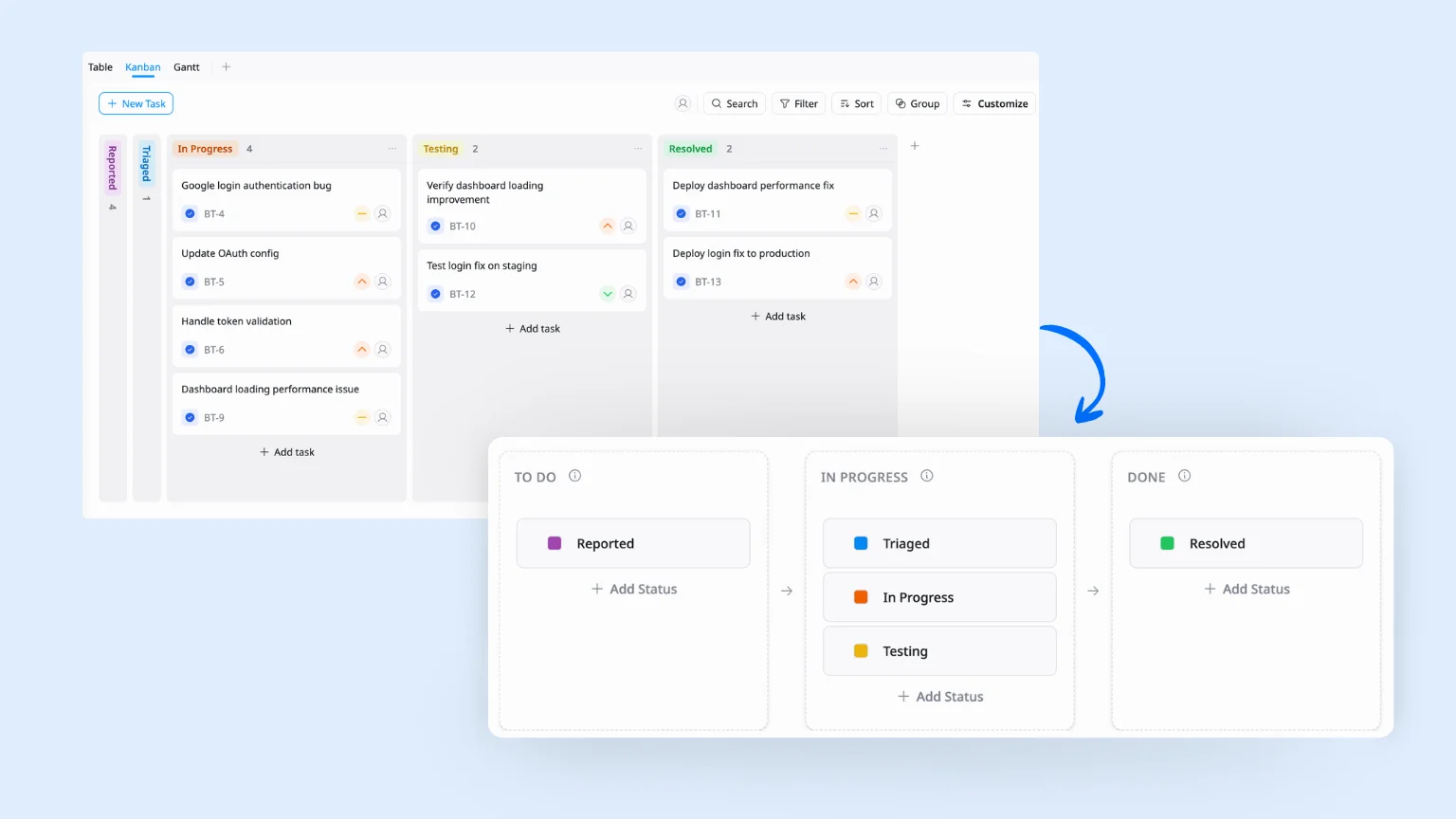 status workflow in bug tracking