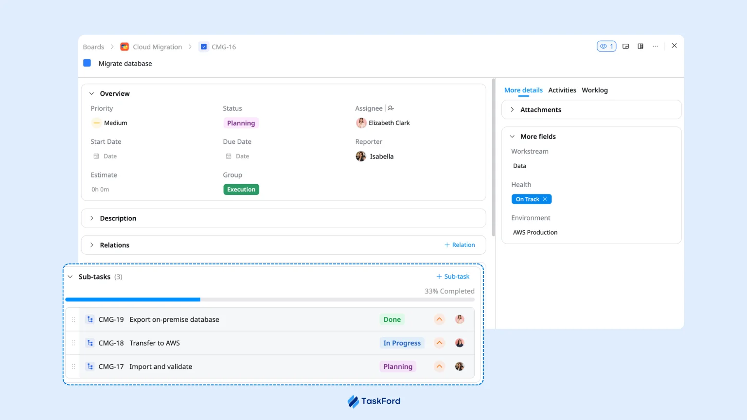 break down by subtasks