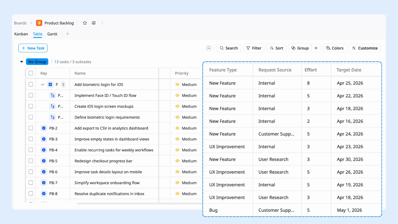 Create your categorization fields for backlog