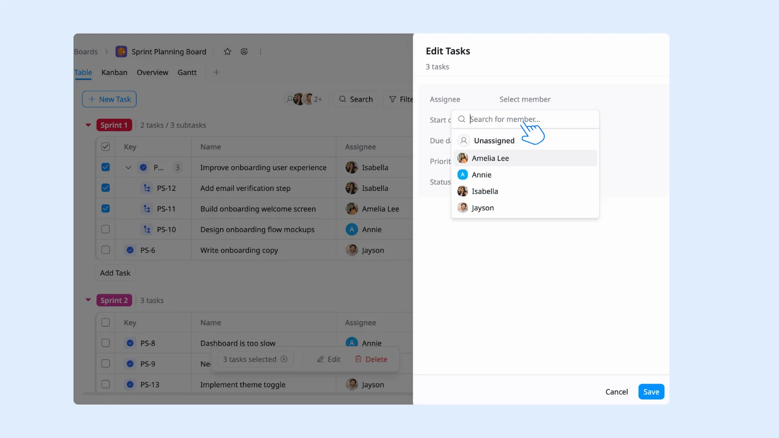 Assign tasks and establish ownership
