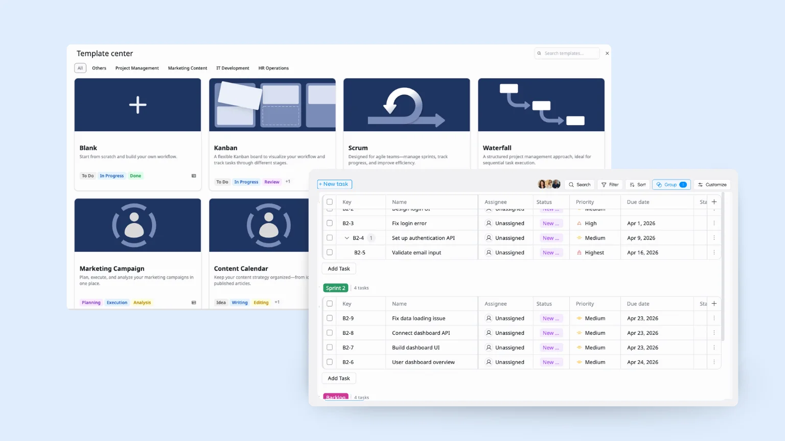 sprint planning template in taskford