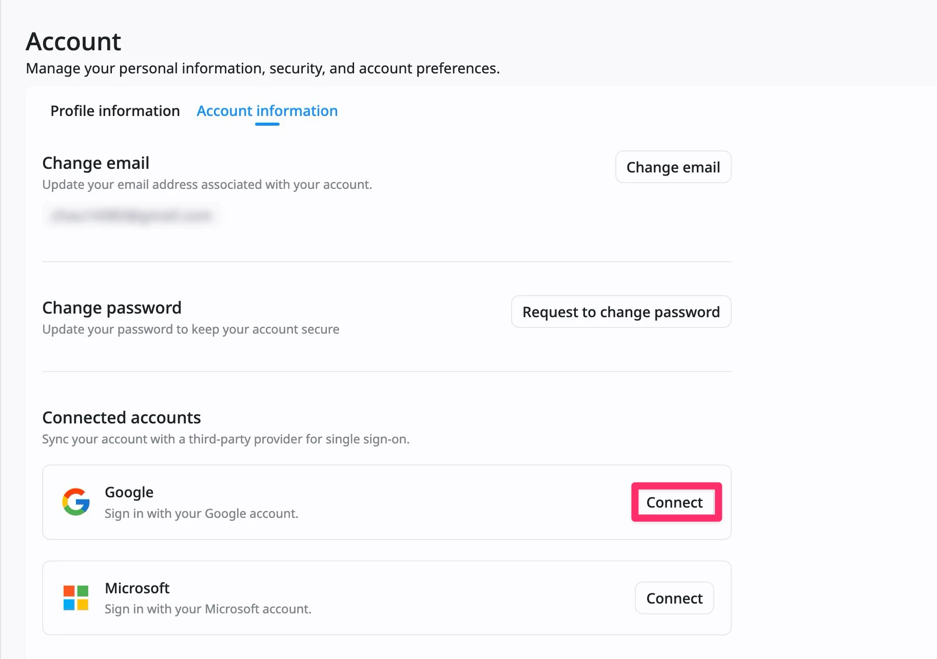 Connect an account Connect an account