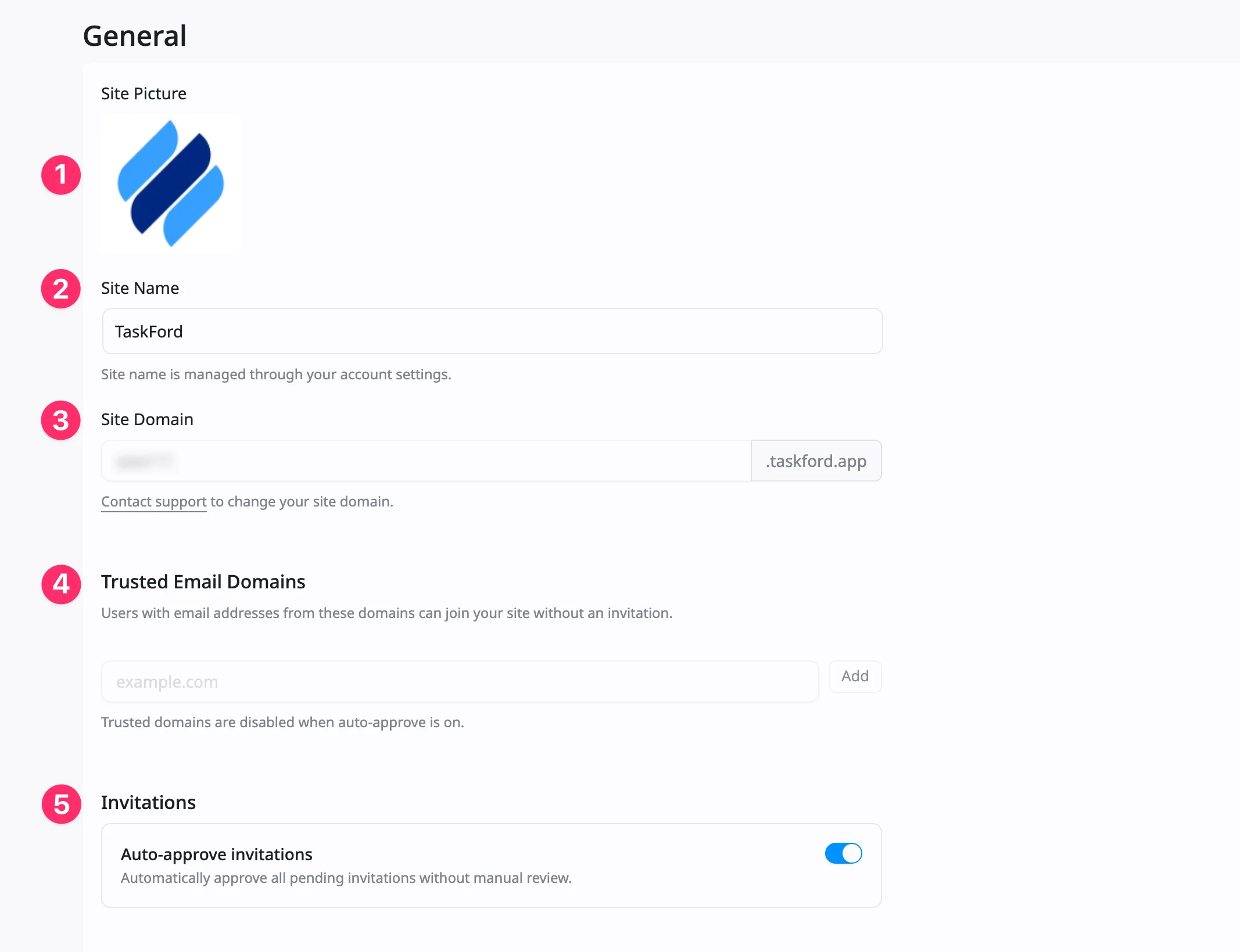 Customize site details Customize site details
