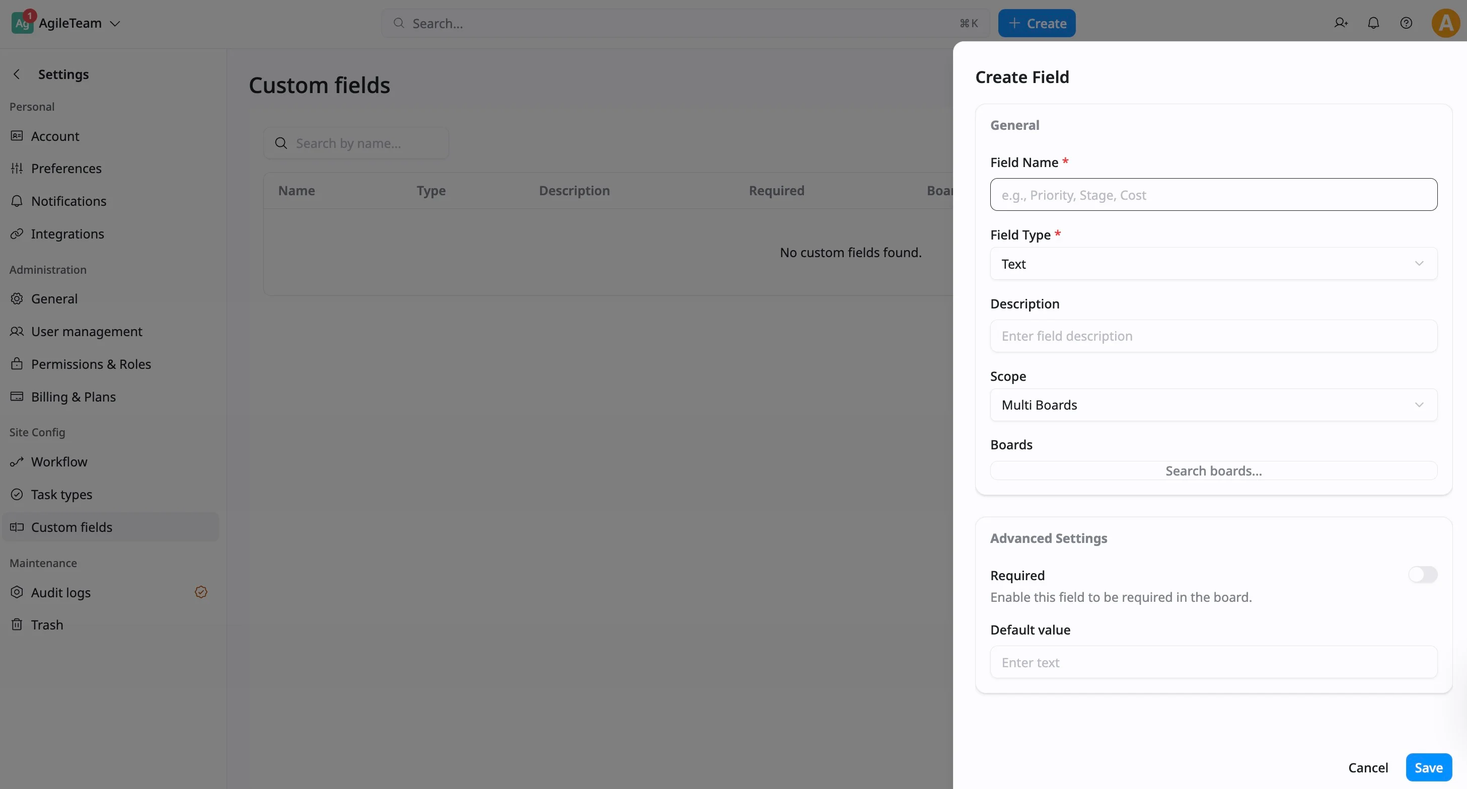 Create a new custom field Create a new custom field