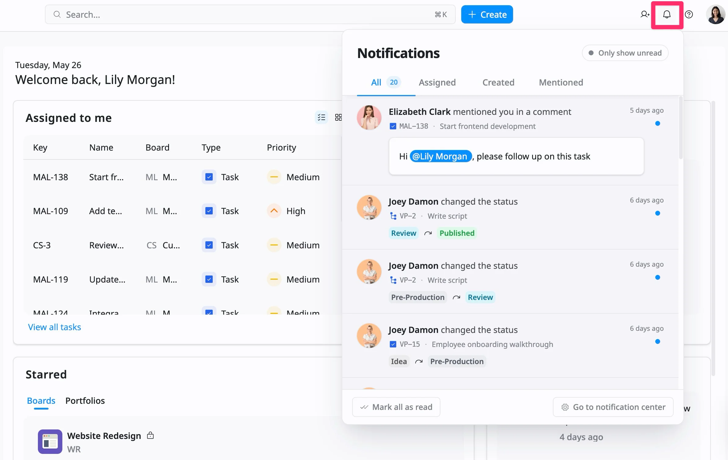 Inbox & notifications Inbox & notifications