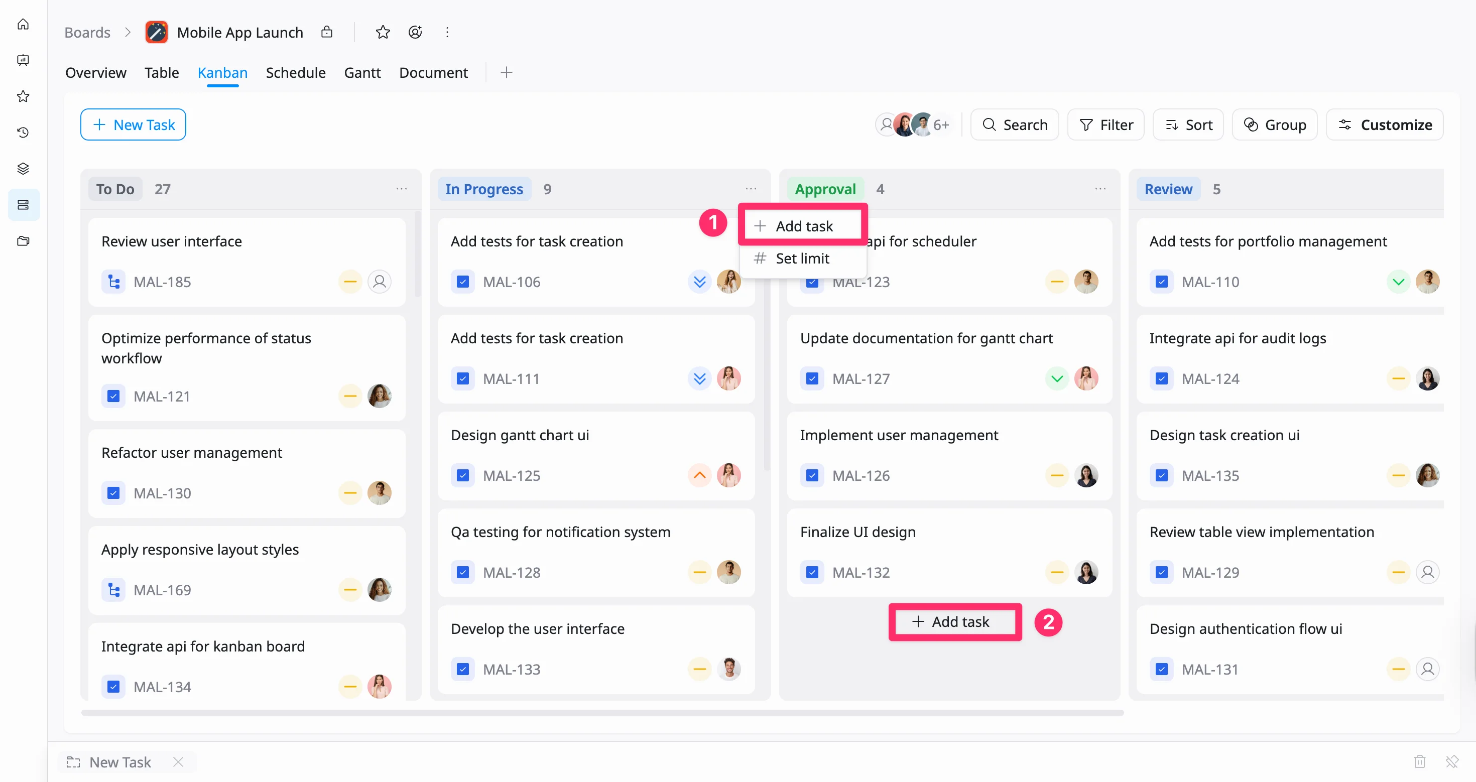 Create tasks in kanban view Create tasks in kanban view