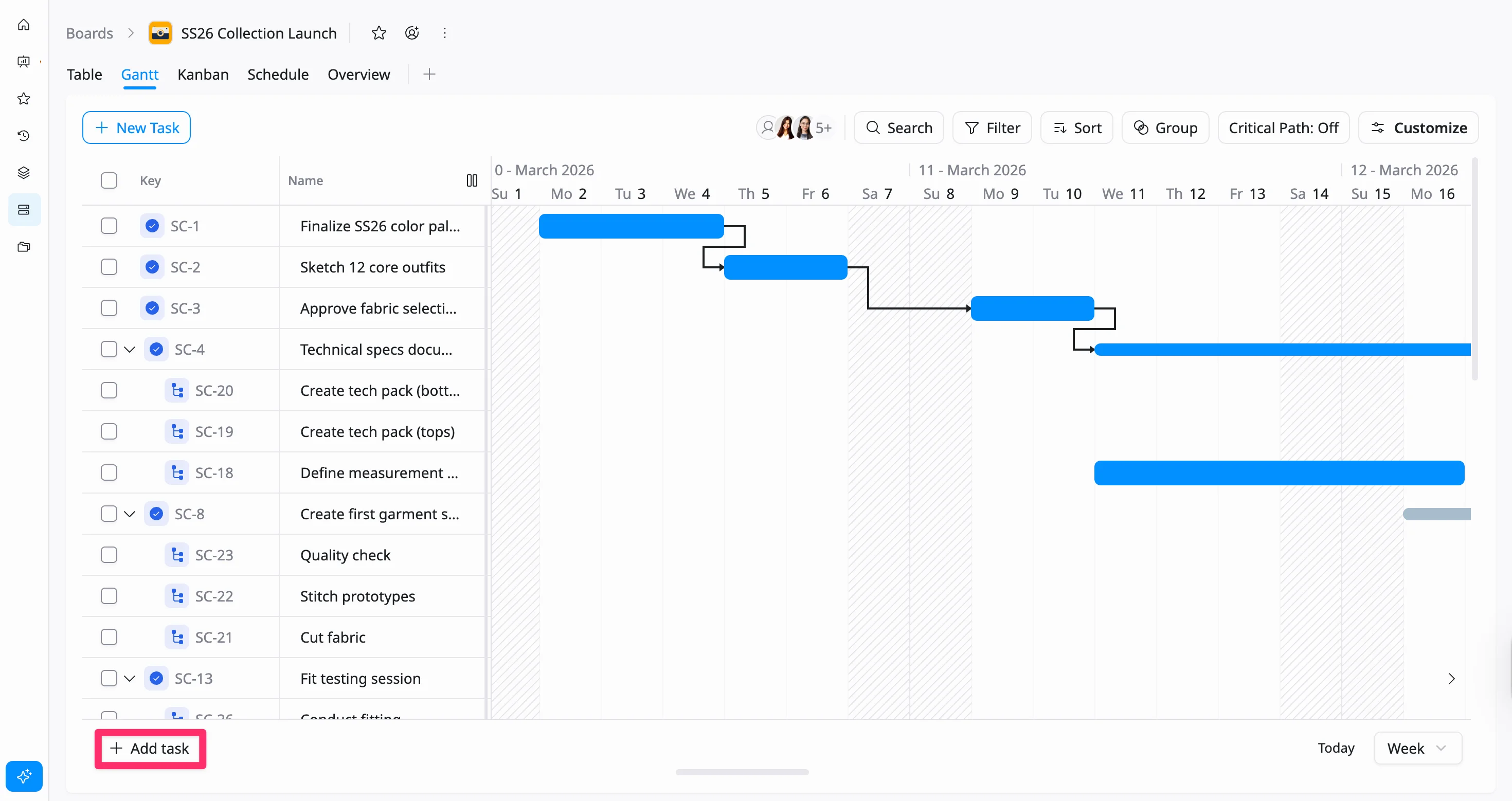 Create tasks in gantt view Create tasks in gantt view