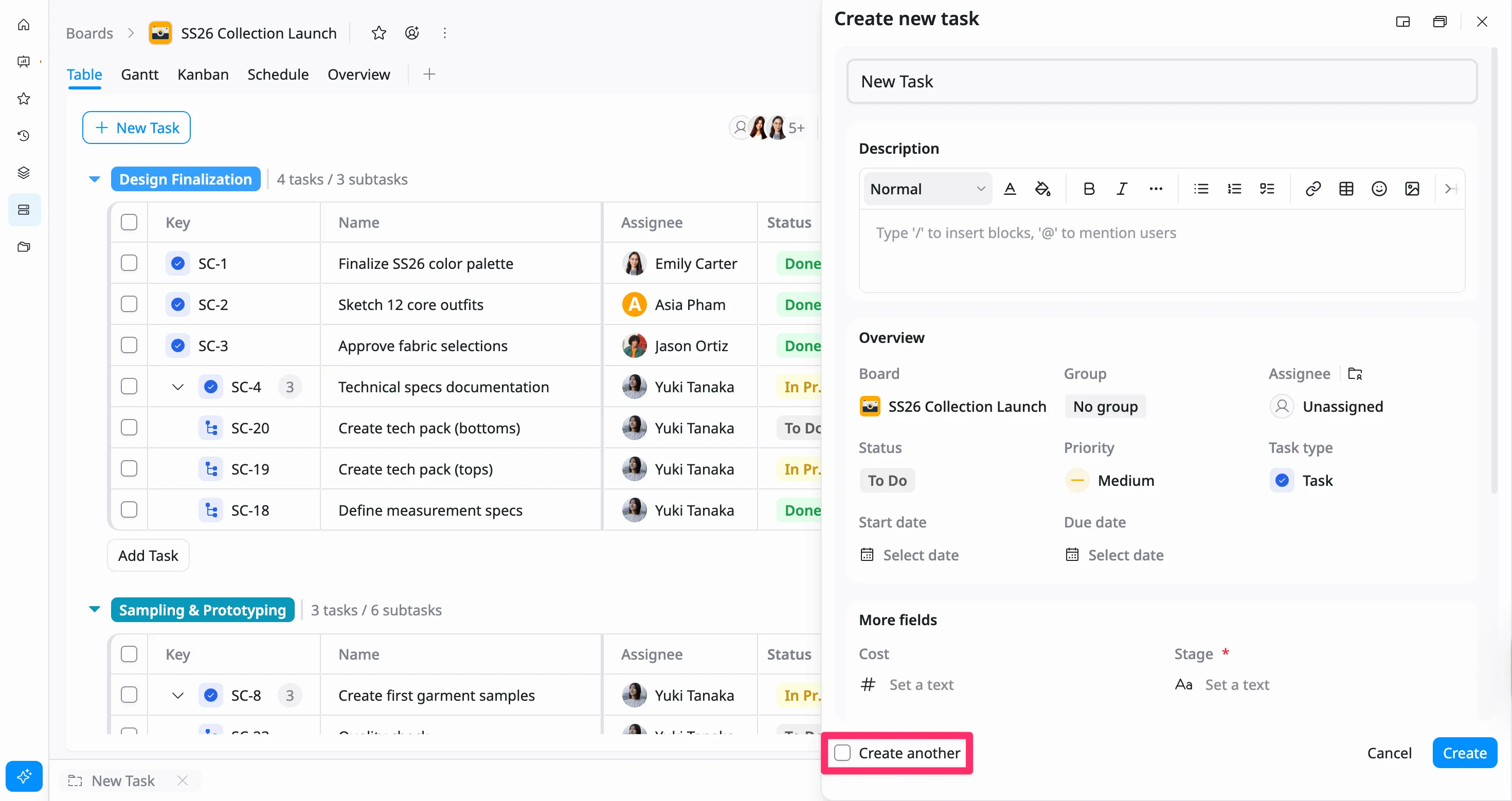Create tasks continuously Create tasks continuously
