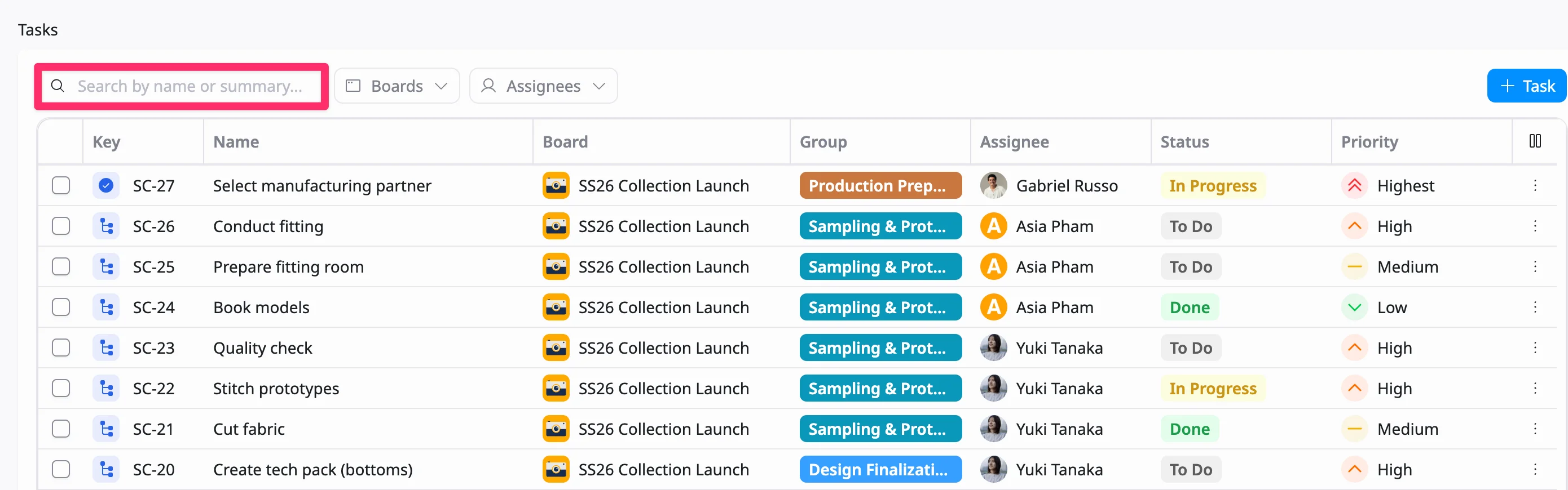 Search Tasks Search Tasks