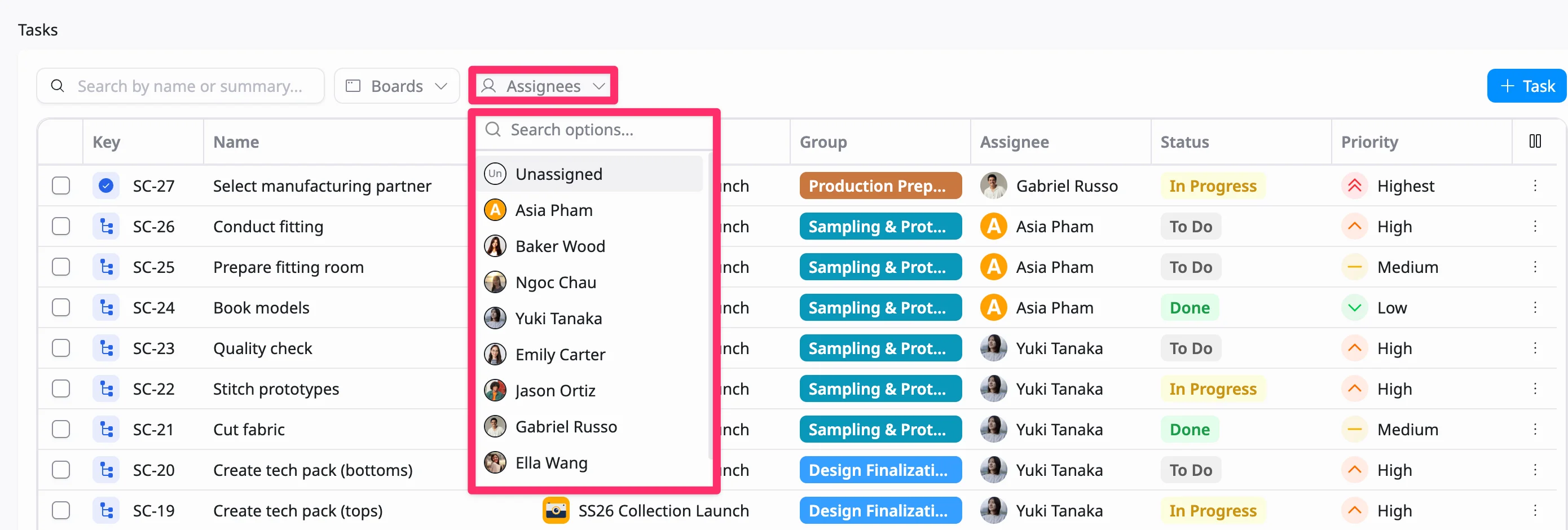 Filter by Assignee Filter by Assignee