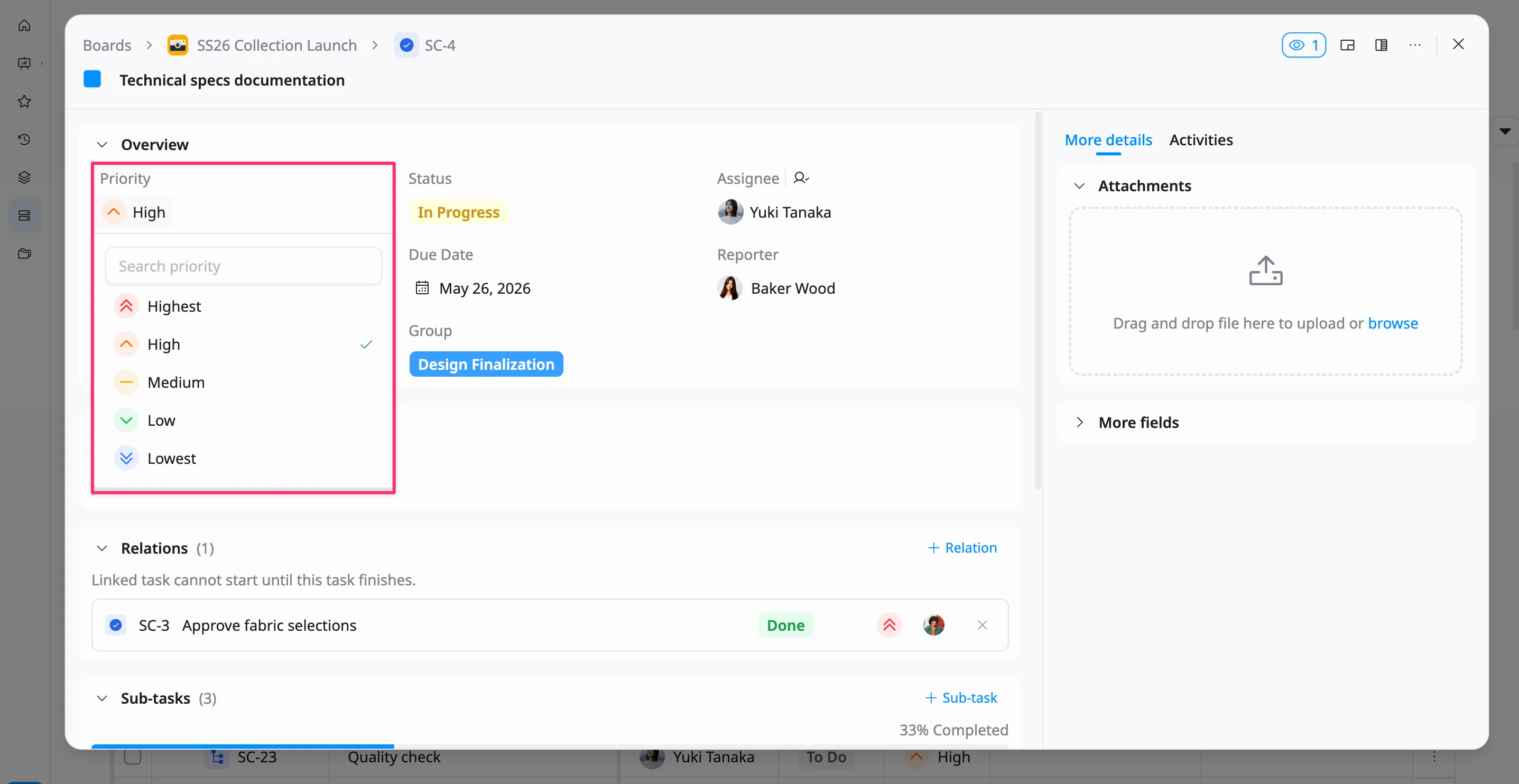 Change a task’s priority Change a task’s priority