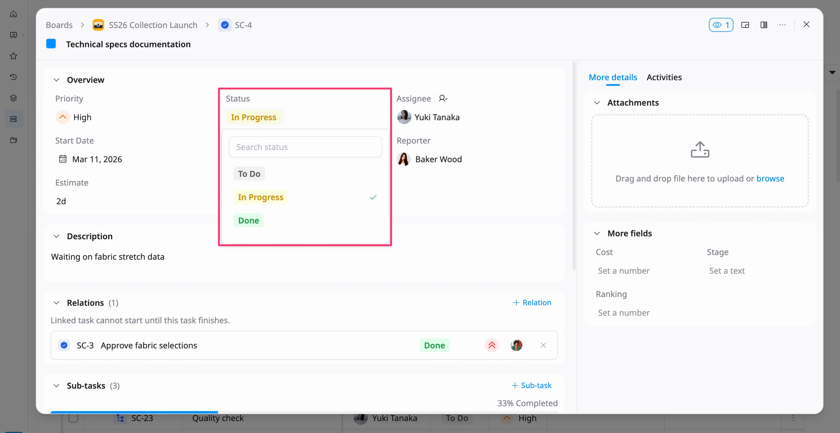 Change a task’s status Change a task’s status