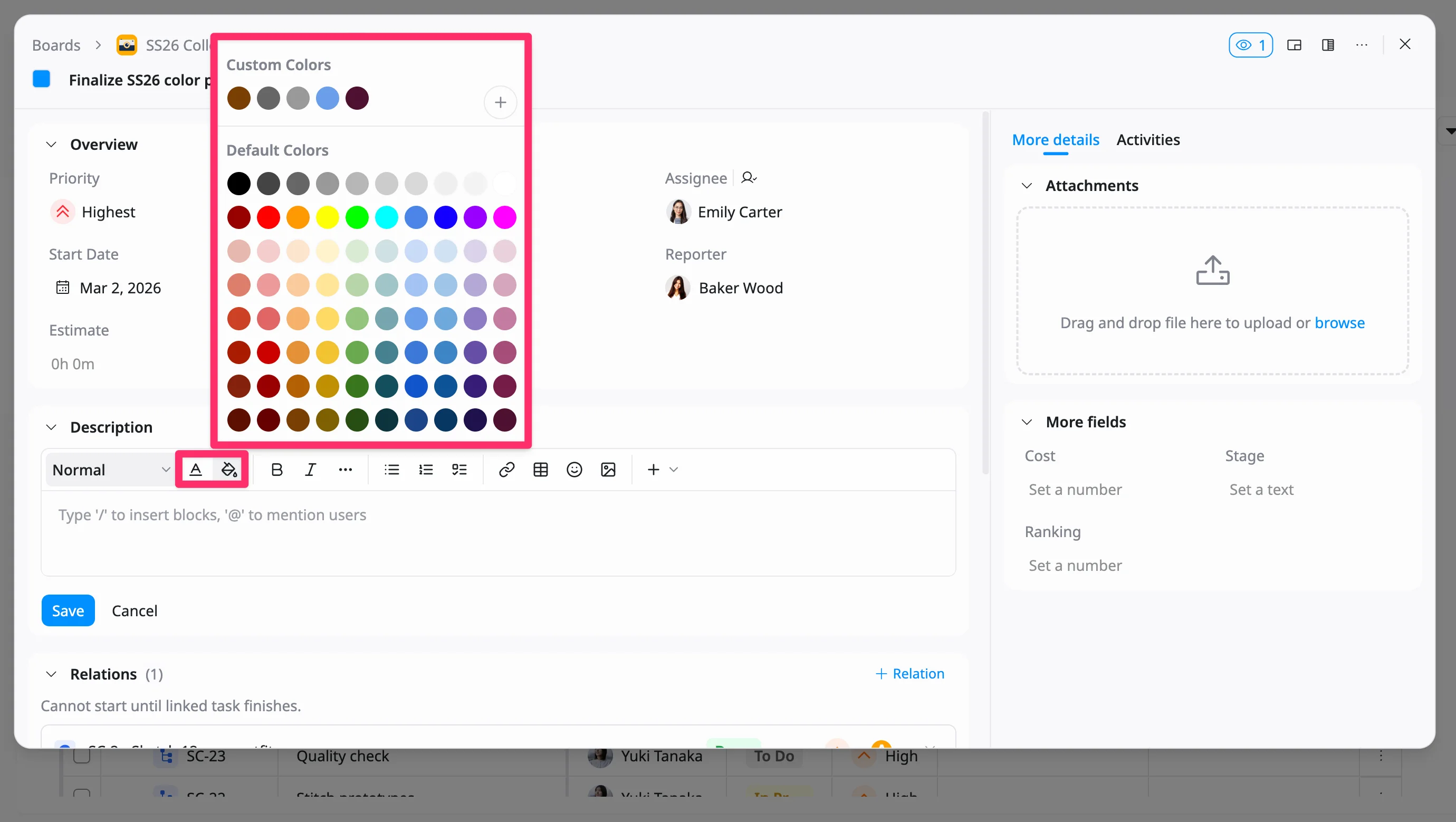 Apply text colors and background Apply text colors and background