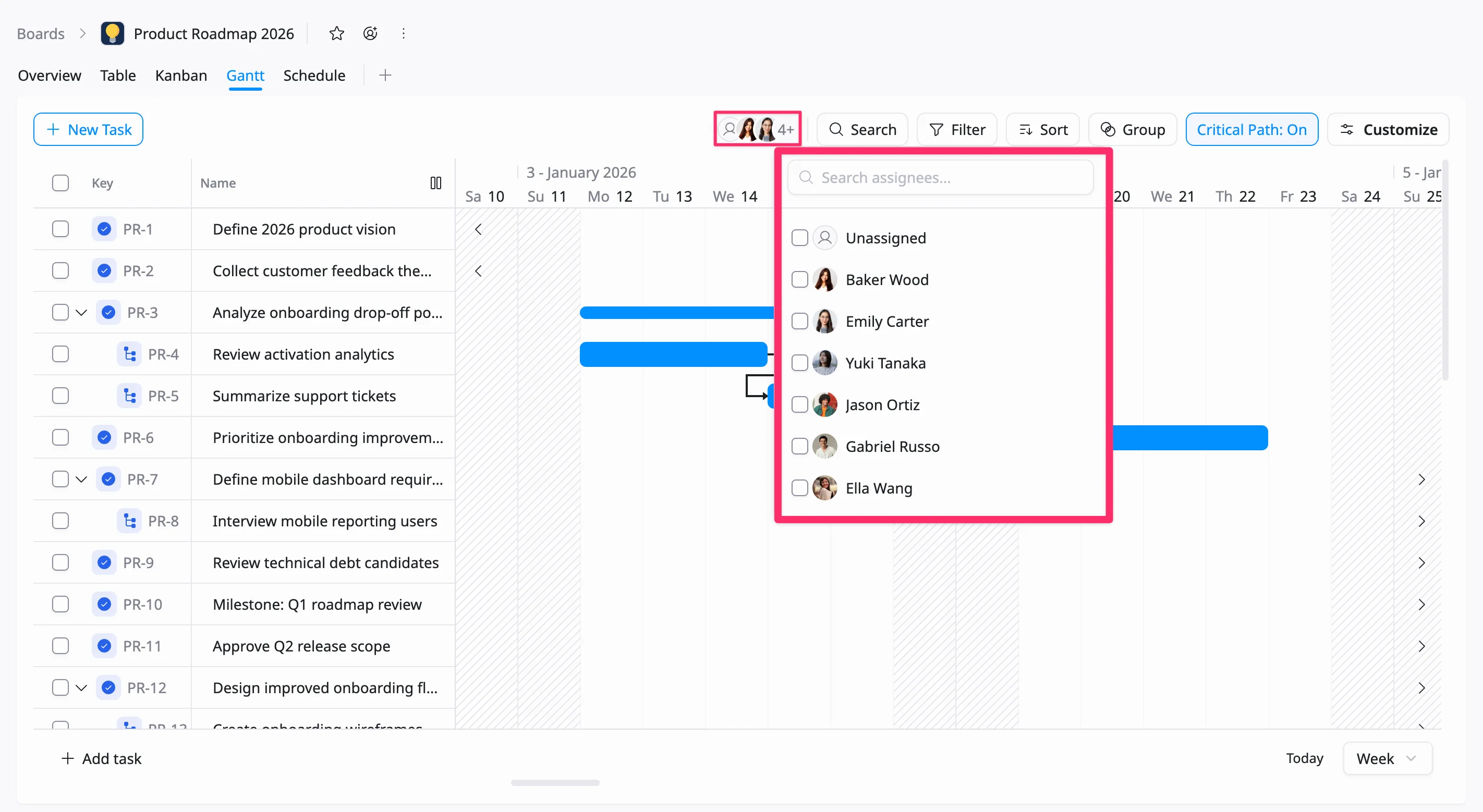quickly filter tasks by assignee quickly filter tasks by assignee