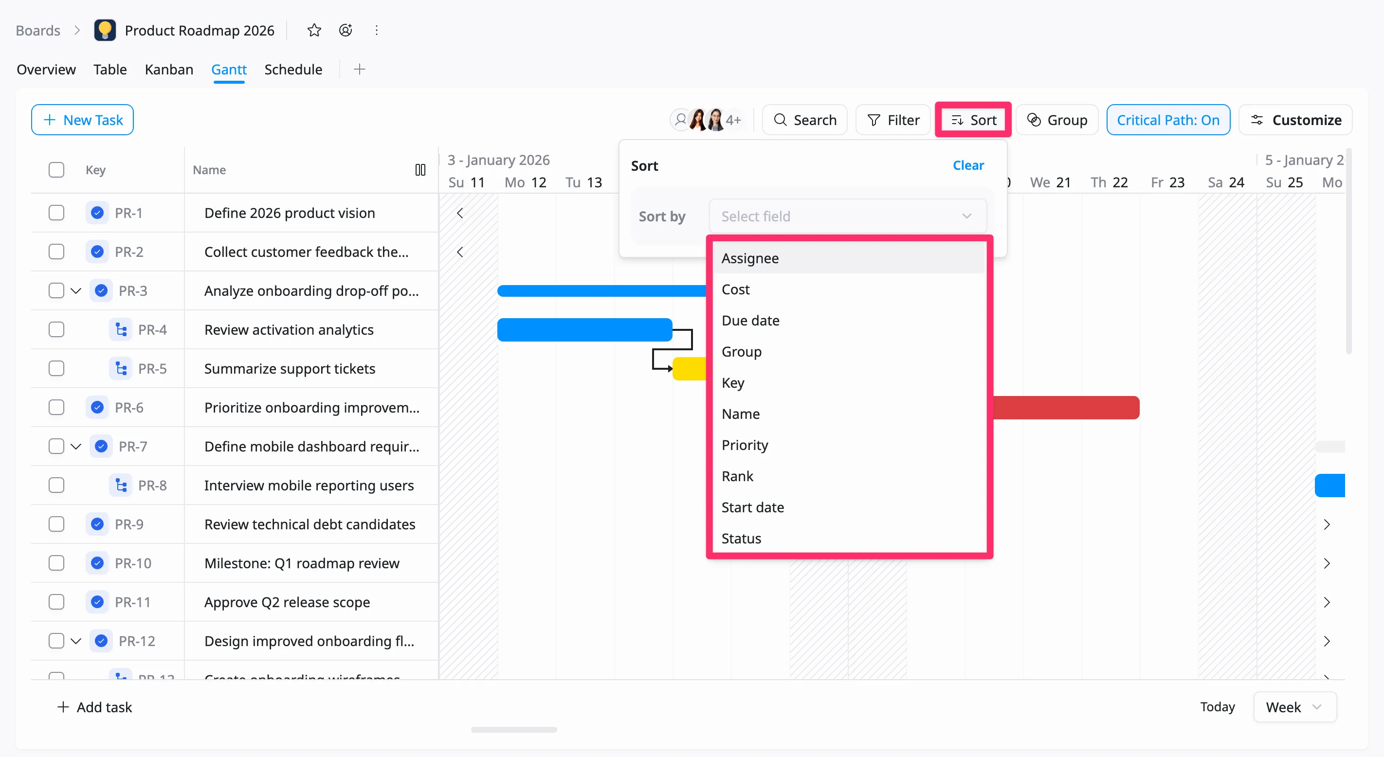 sort tasks sort tasks