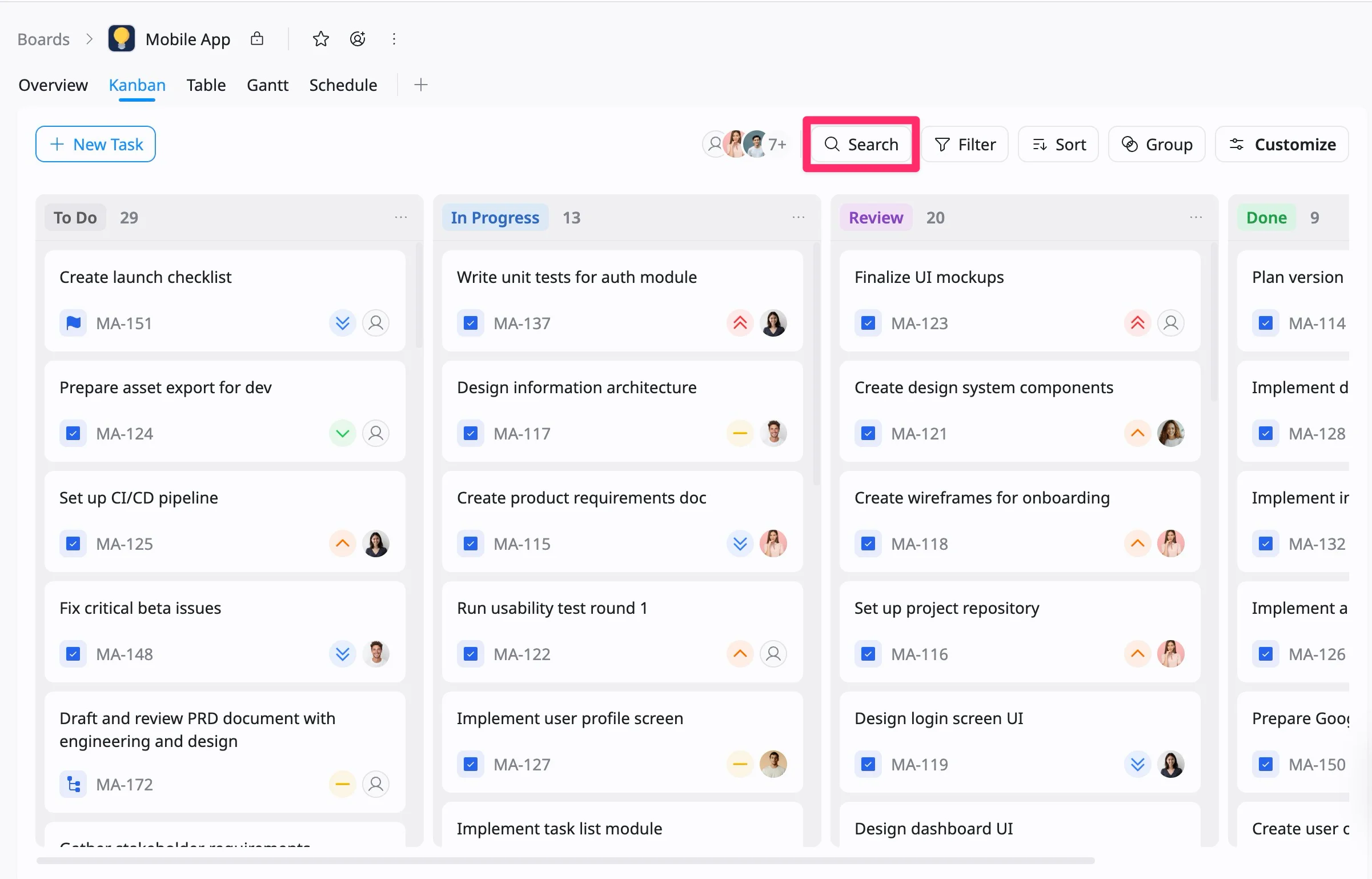 Search tasks Search tasks