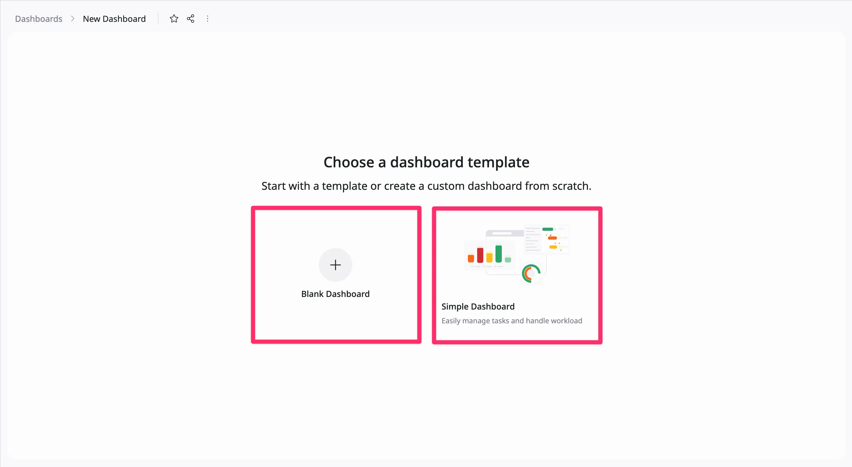 Choose a dashboard template Choose a dashboard template