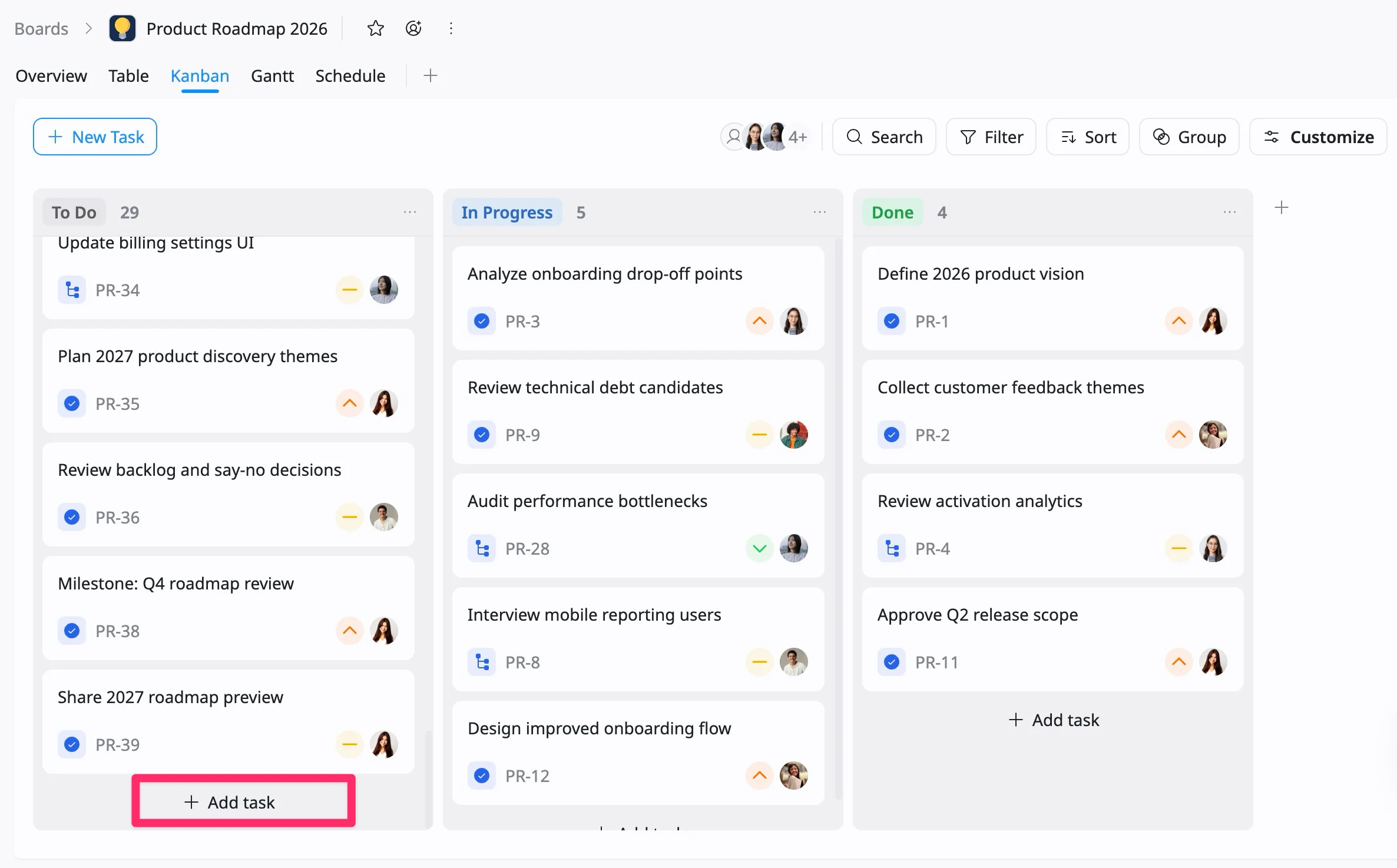 Inline task creation Inline task creation