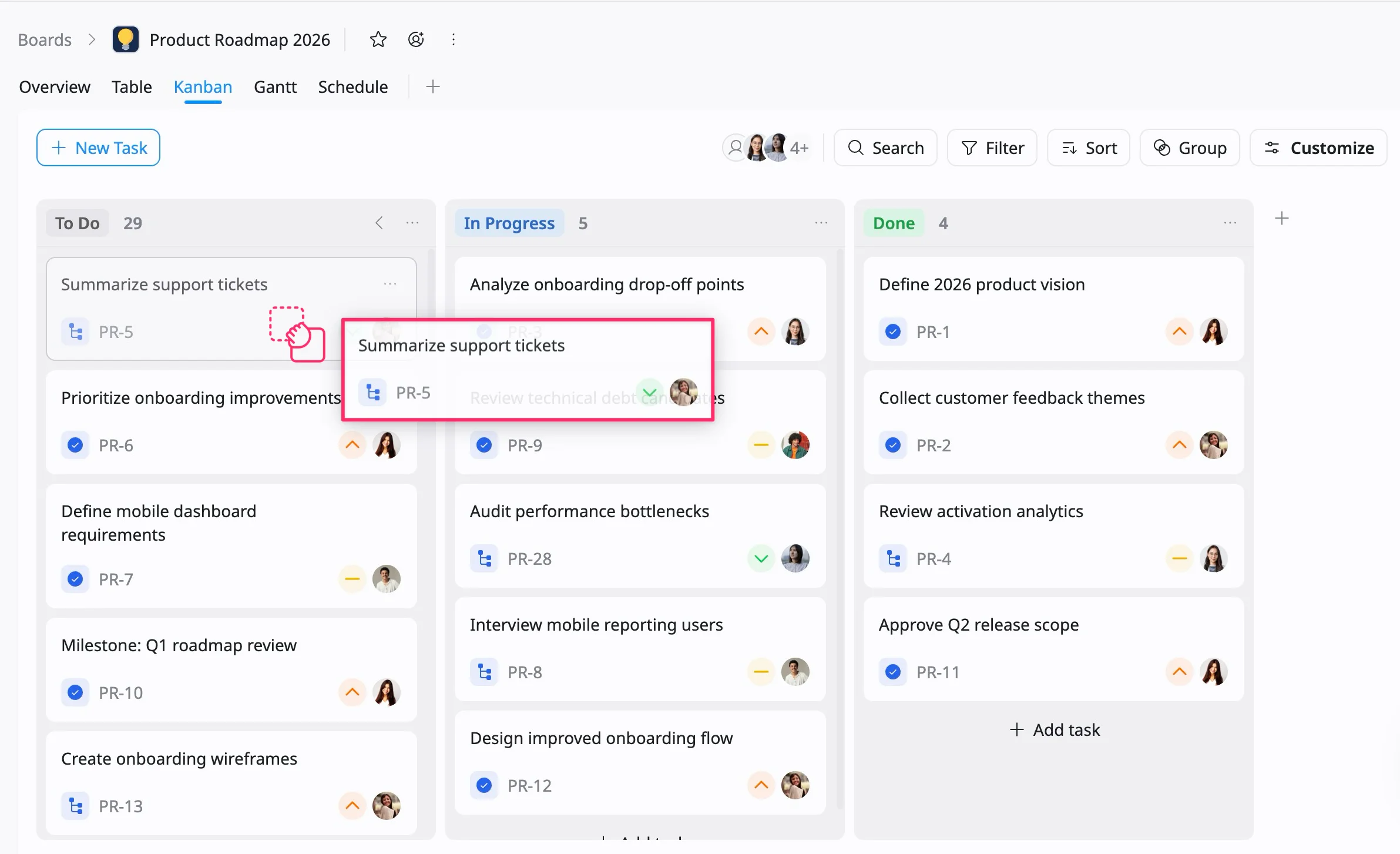 Change task status Change task status