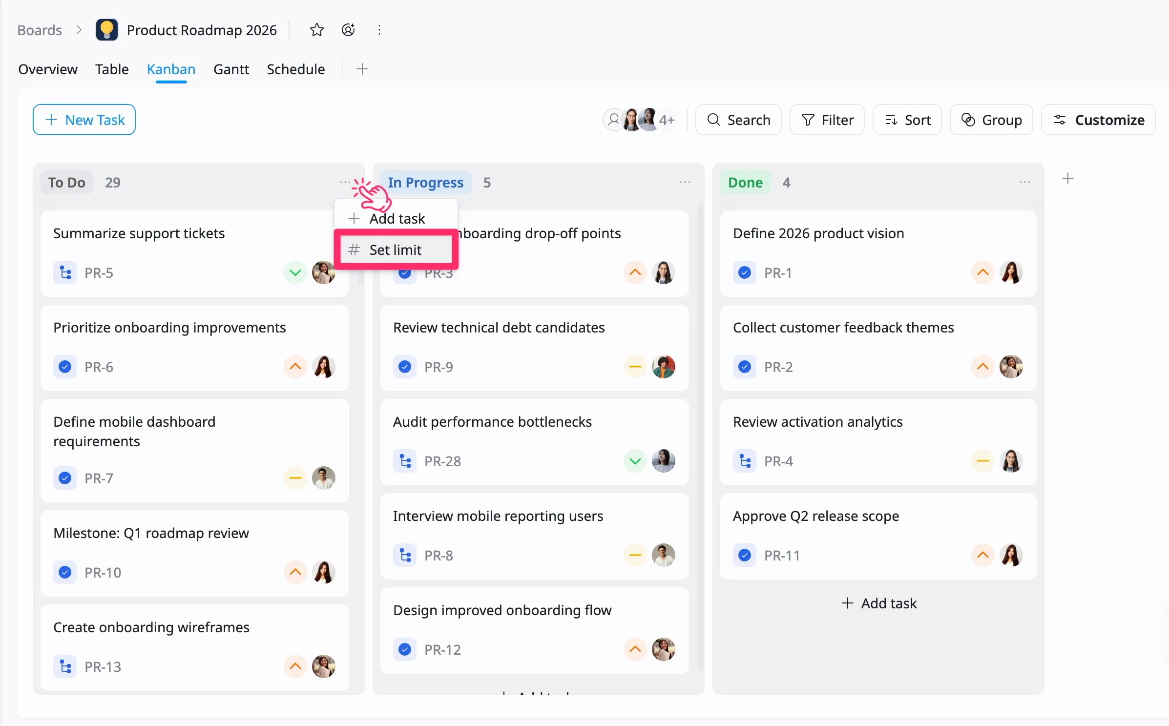Set task limits per column Set task limits per column