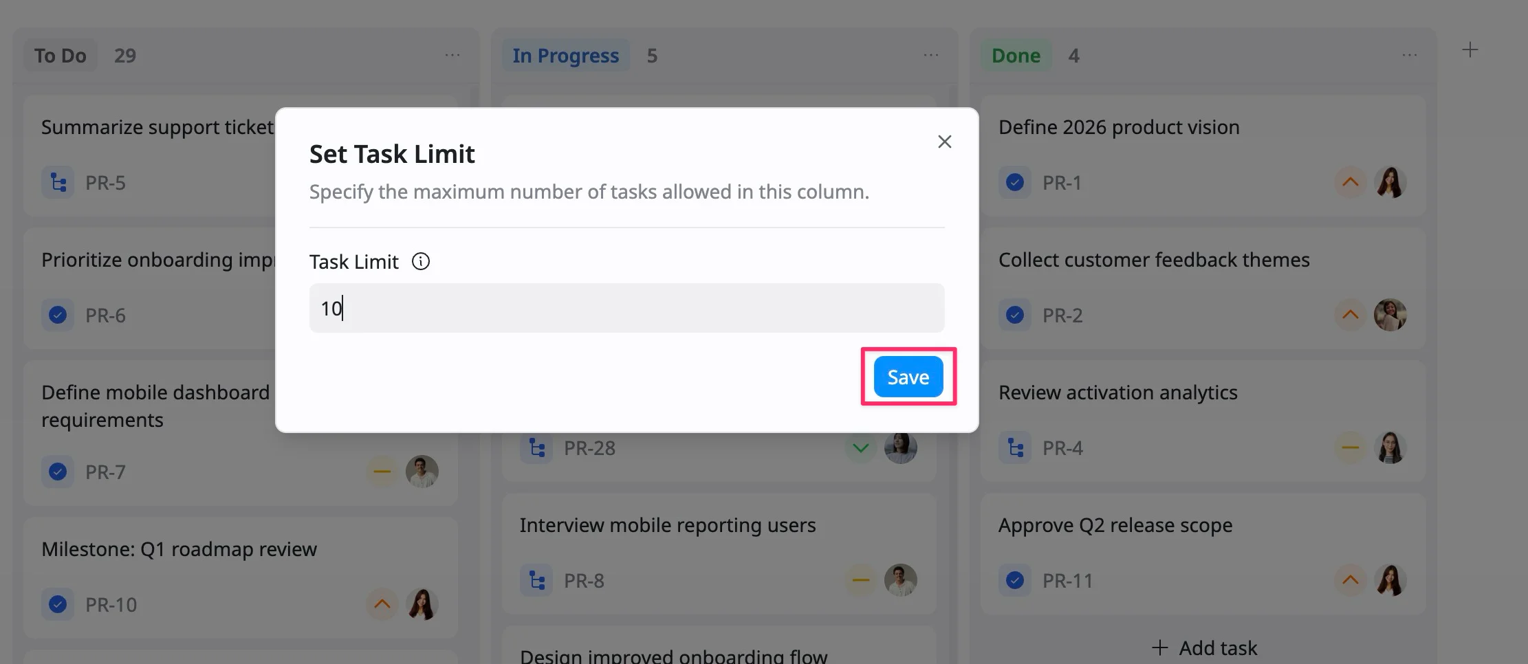 Set task limits per column 01 Set task limits per column 01
