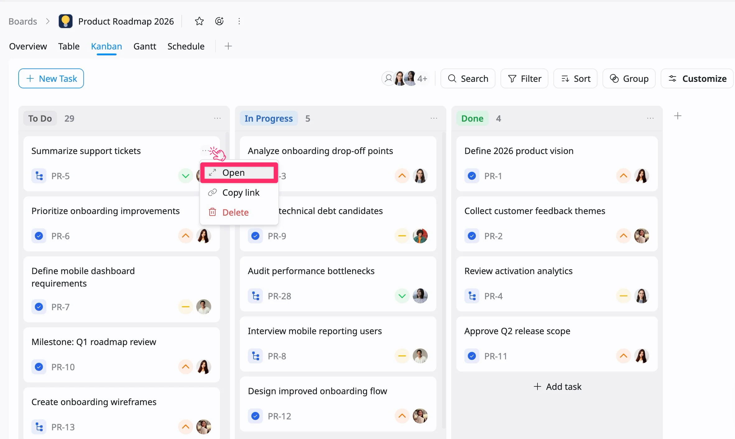 Open a Task Details screen Open a Task Details screen
