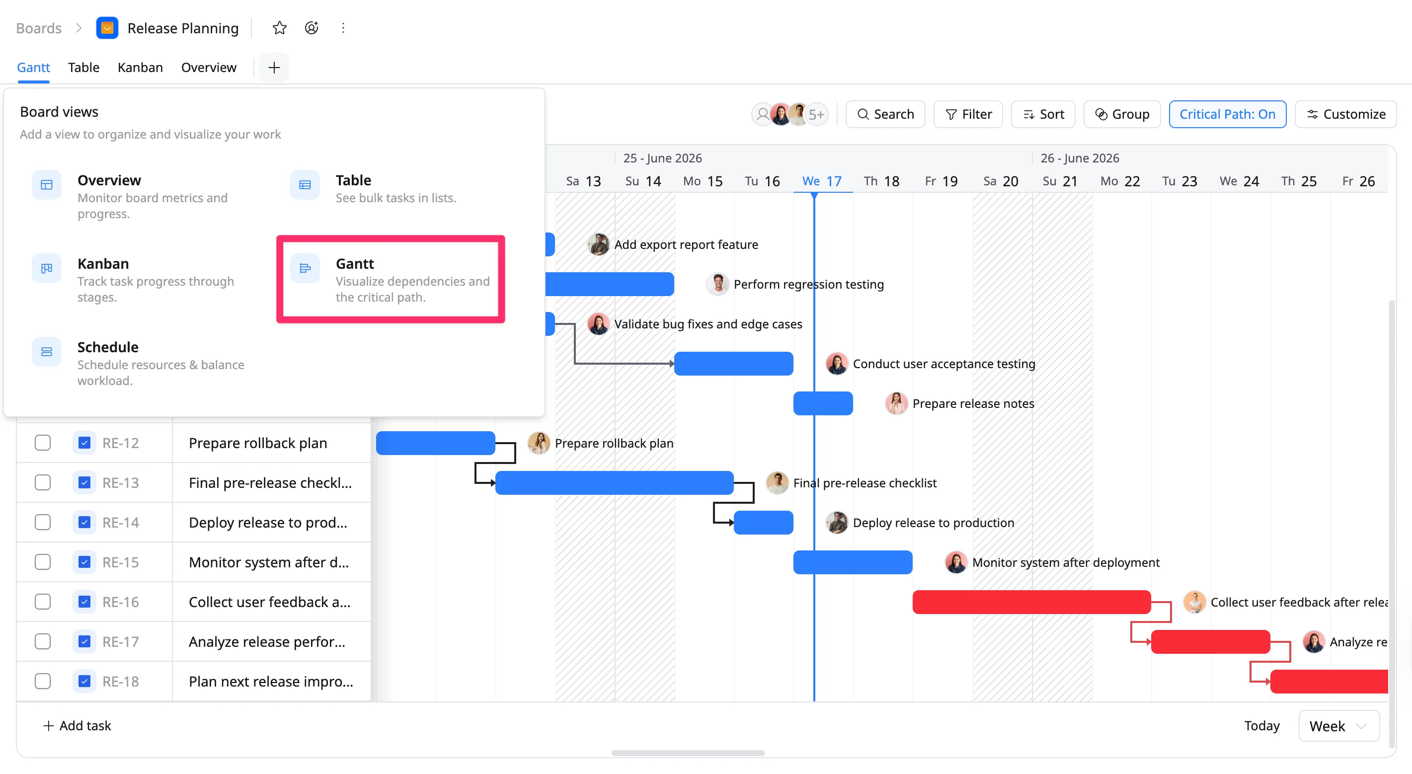 create a Gantt view create a Gantt view