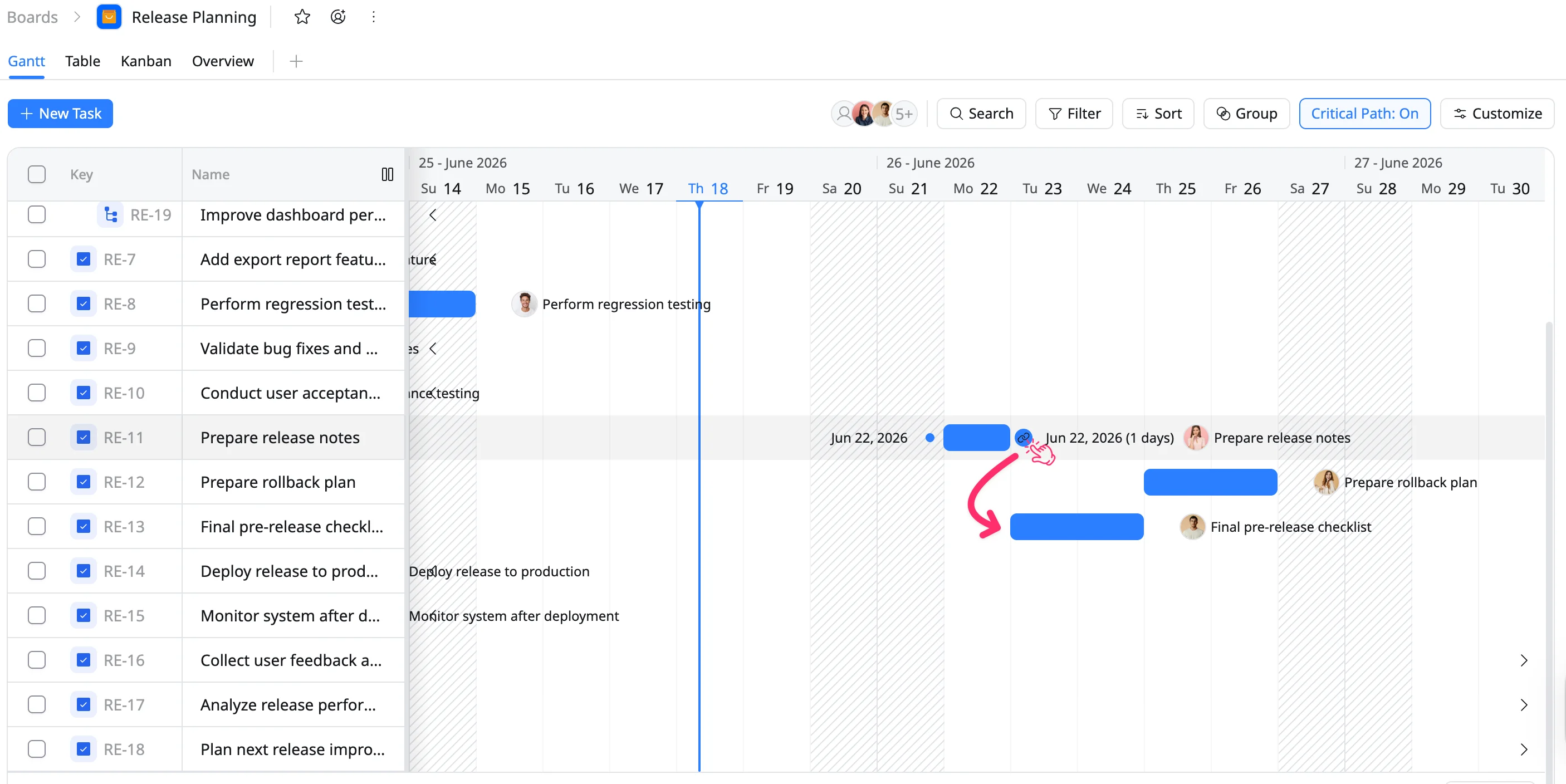 Create a task dependency Create a task dependency