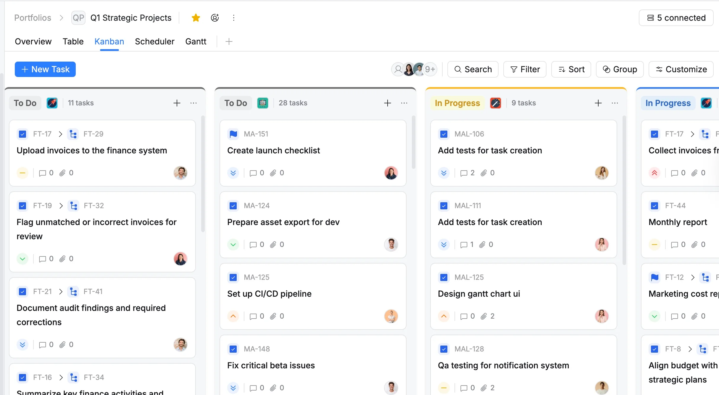Portfolio Kanban view Portfolio Kanban view
