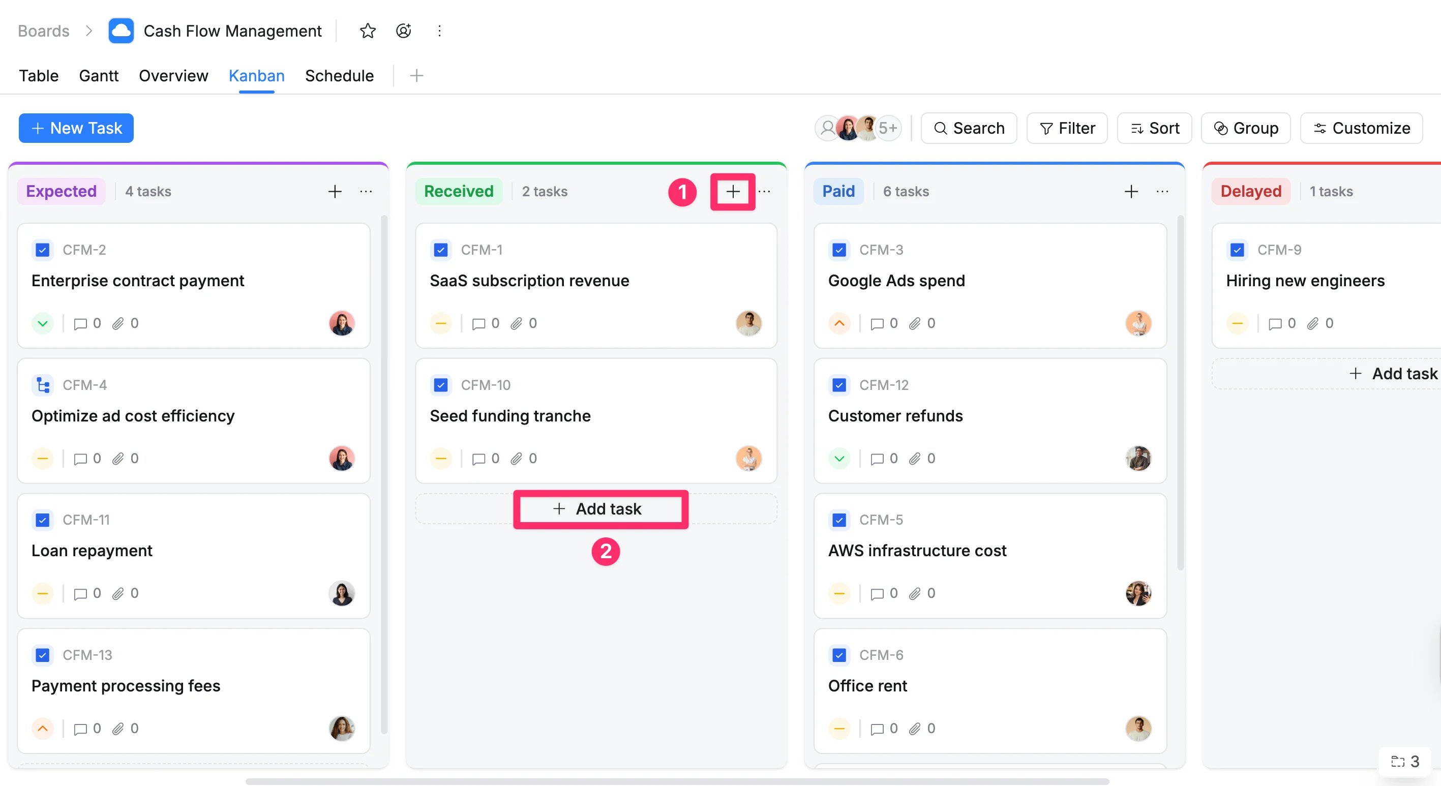 Create tasks in kanban view Create tasks in kanban view