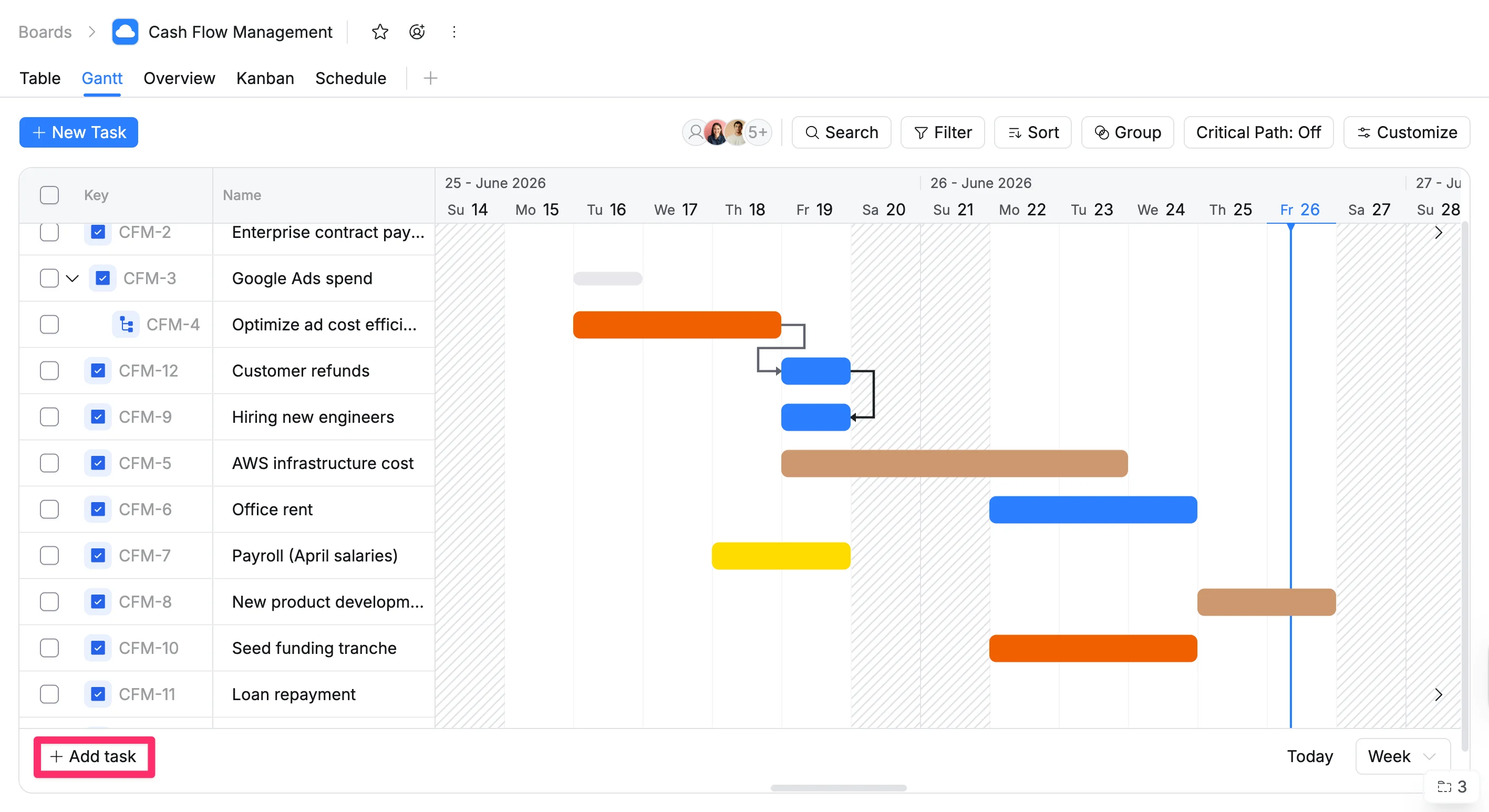 Create tasks in gantt view Create tasks in gantt view