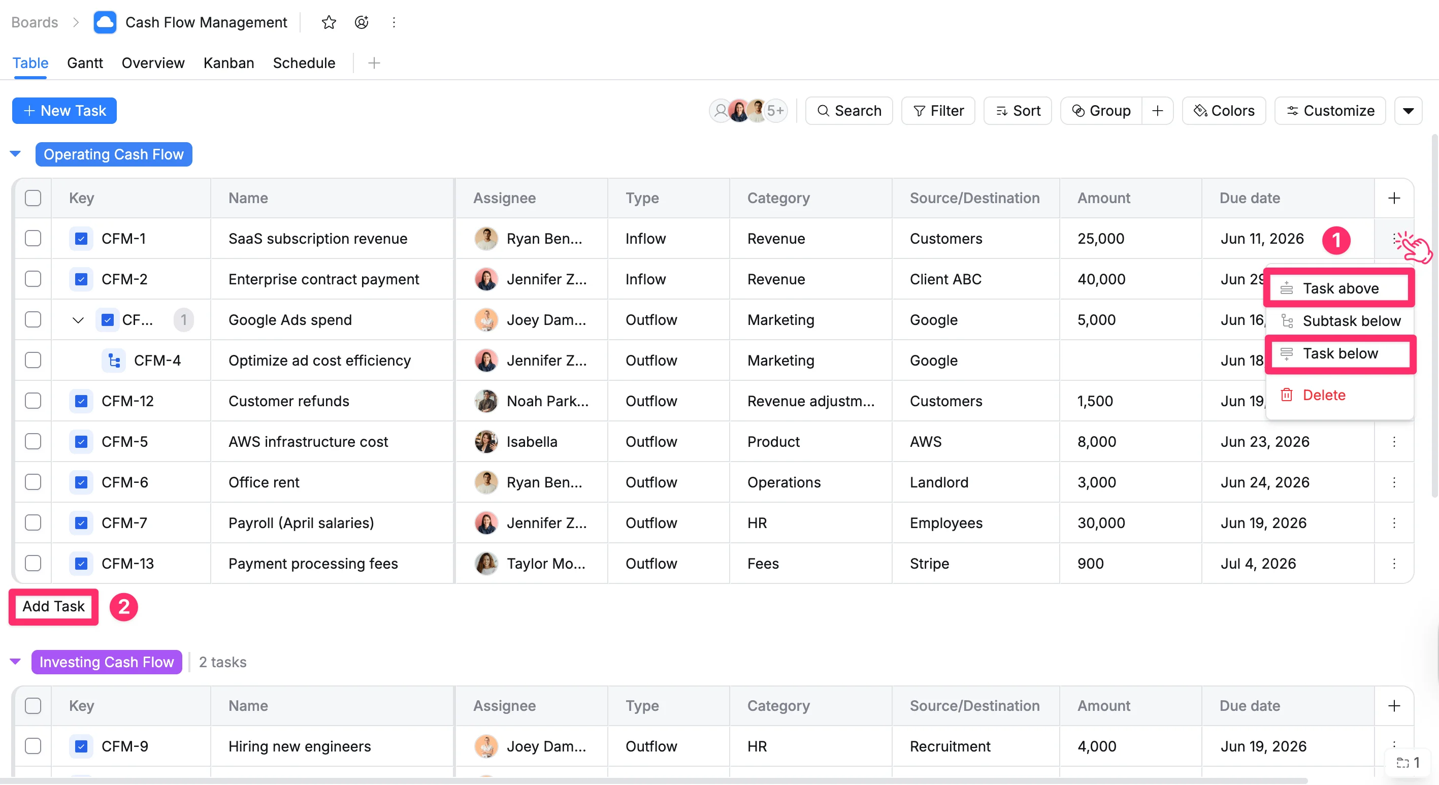 create tasks in table view create tasks in table view