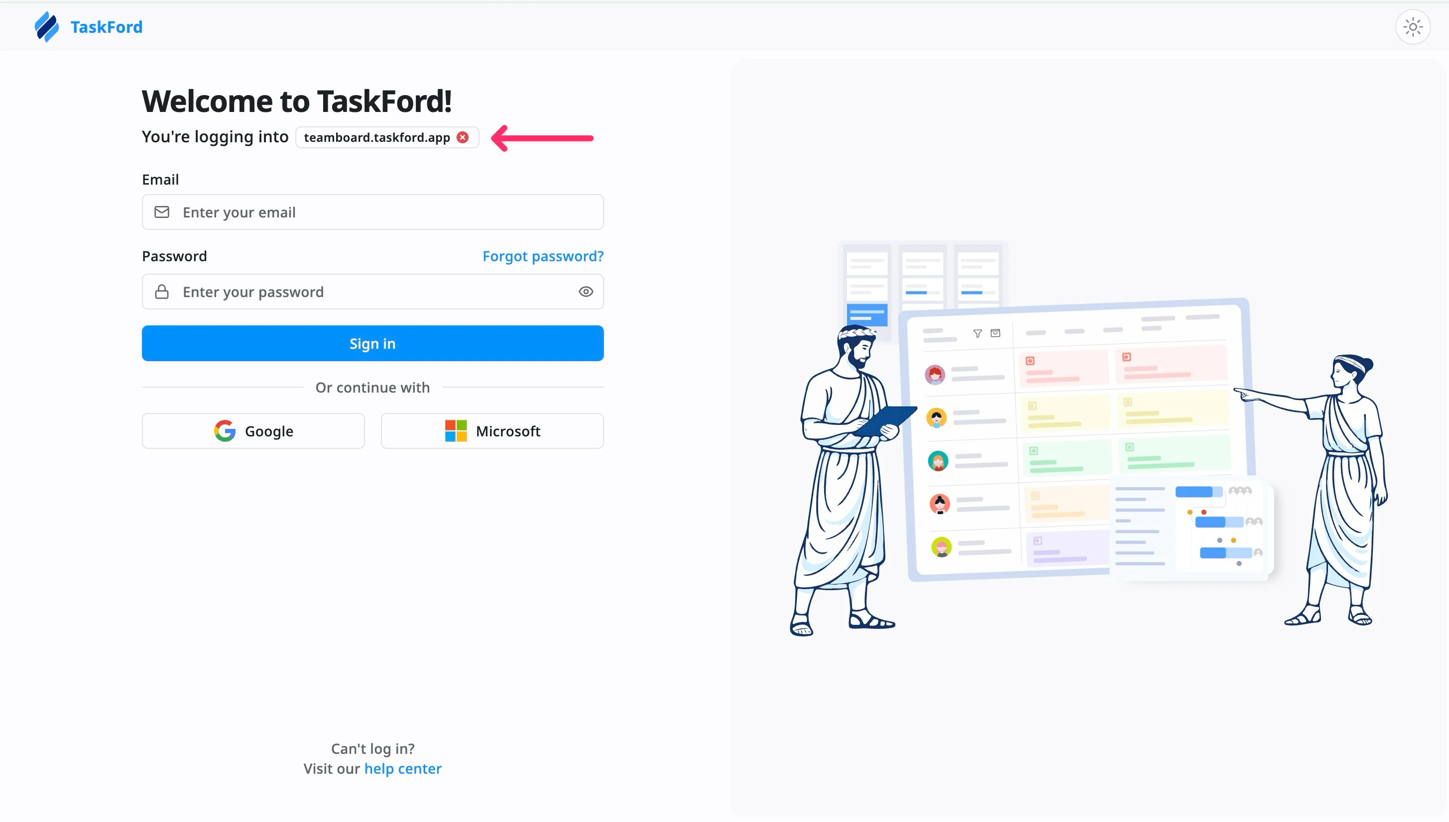 Log in via site URL Log in via site URL