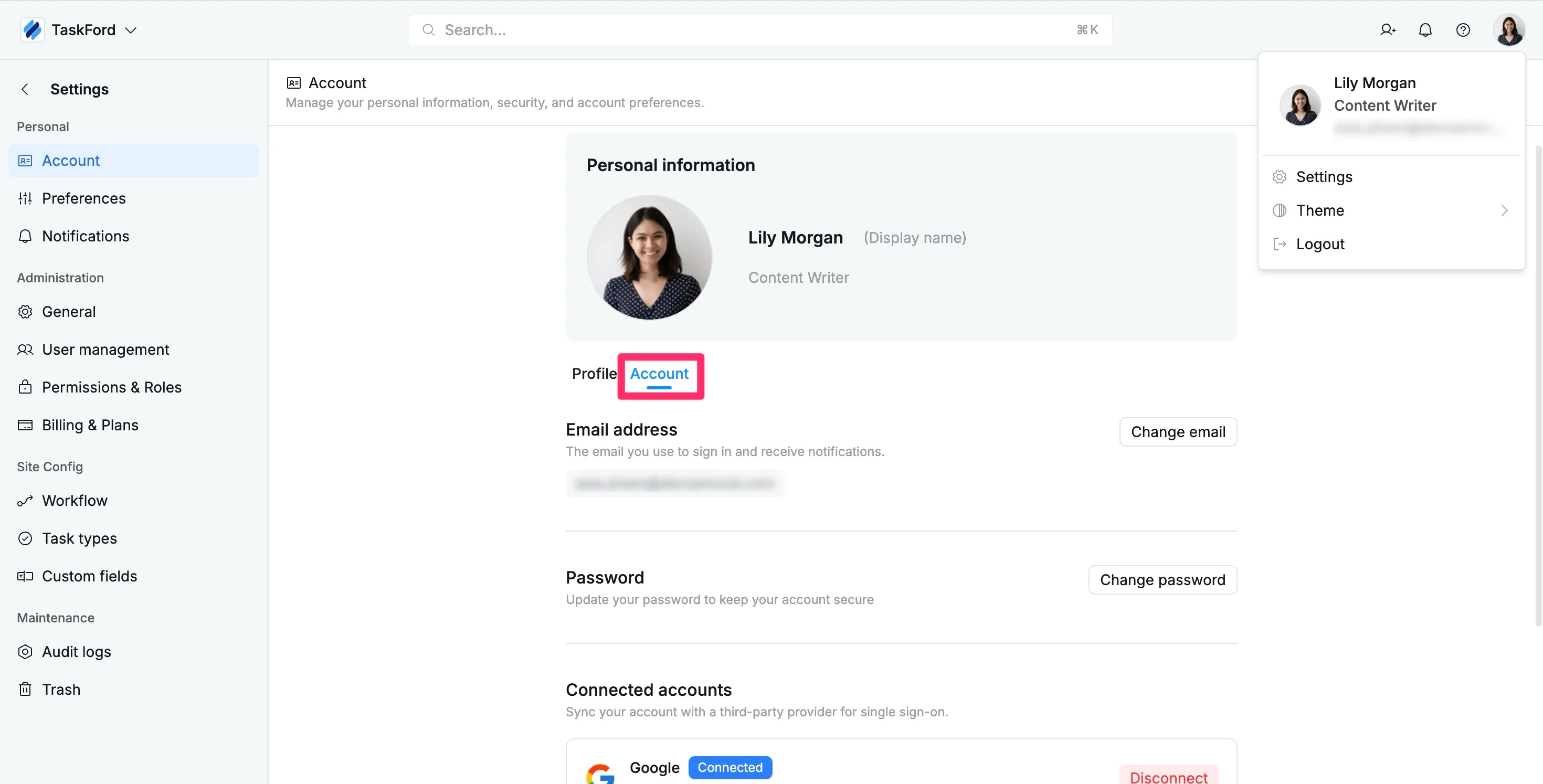 Access account information Access account information