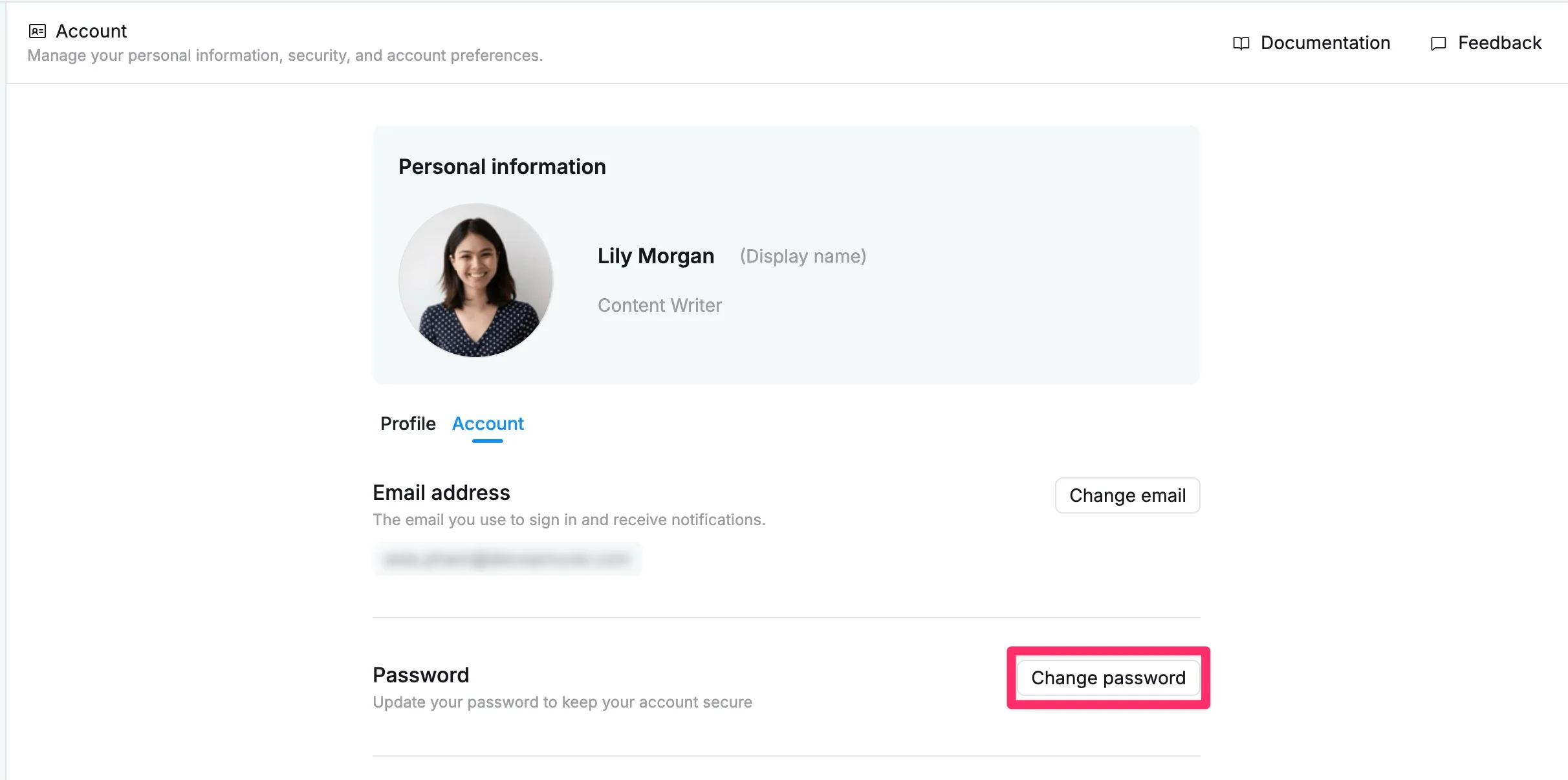Change password Change password