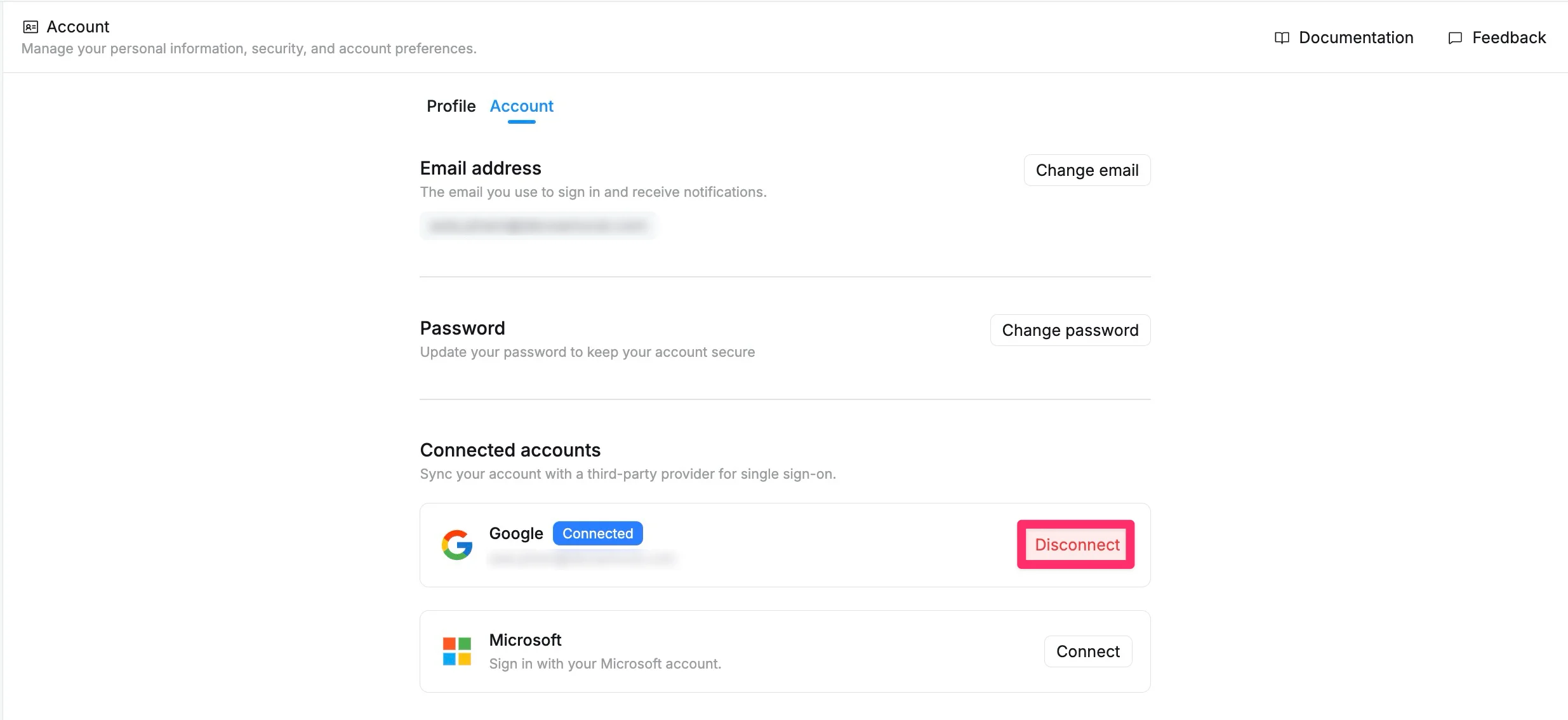 Disconnect an account Disconnect an account