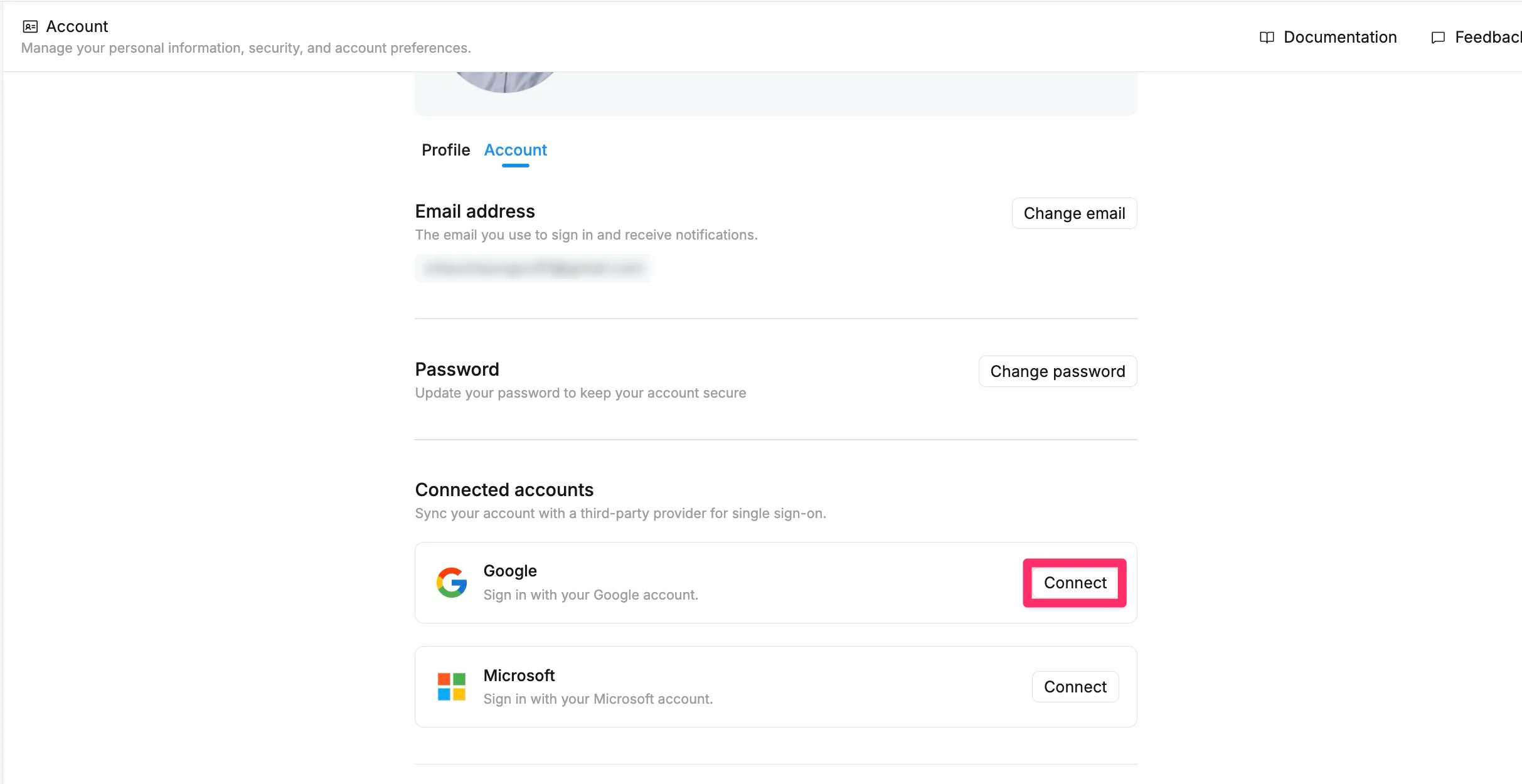 Connect an account Connect an account