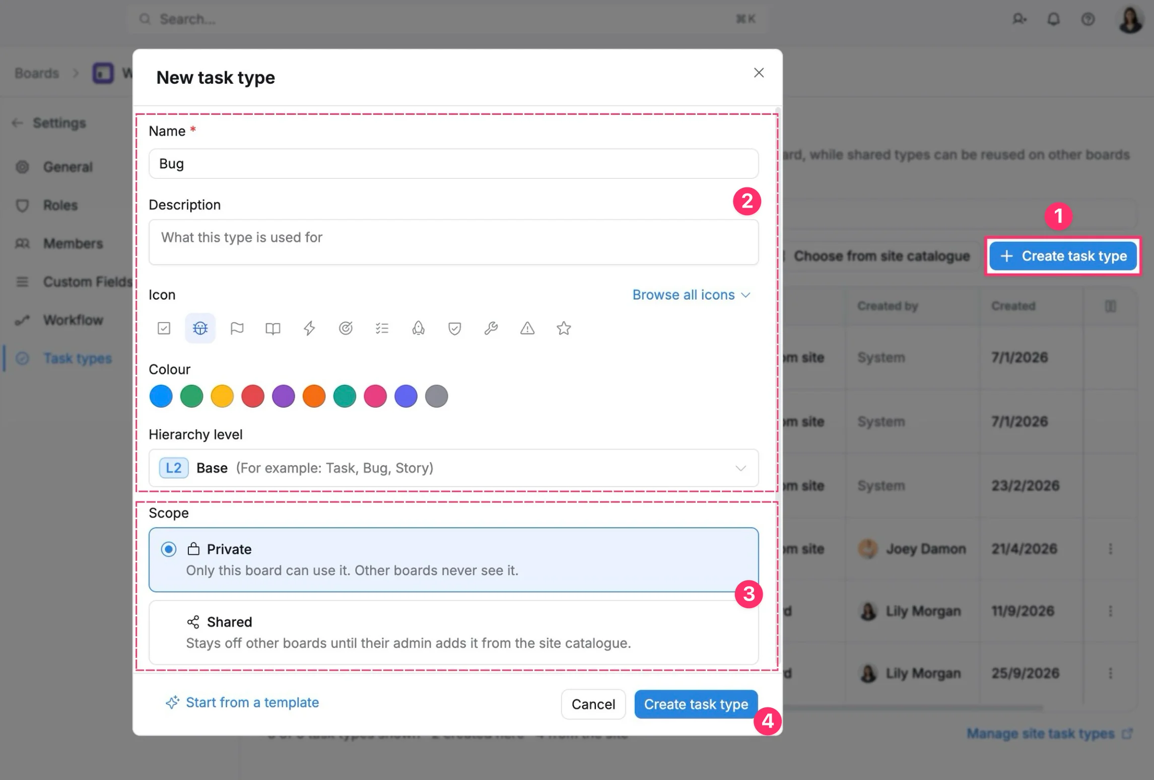 Create a task type Create a task type